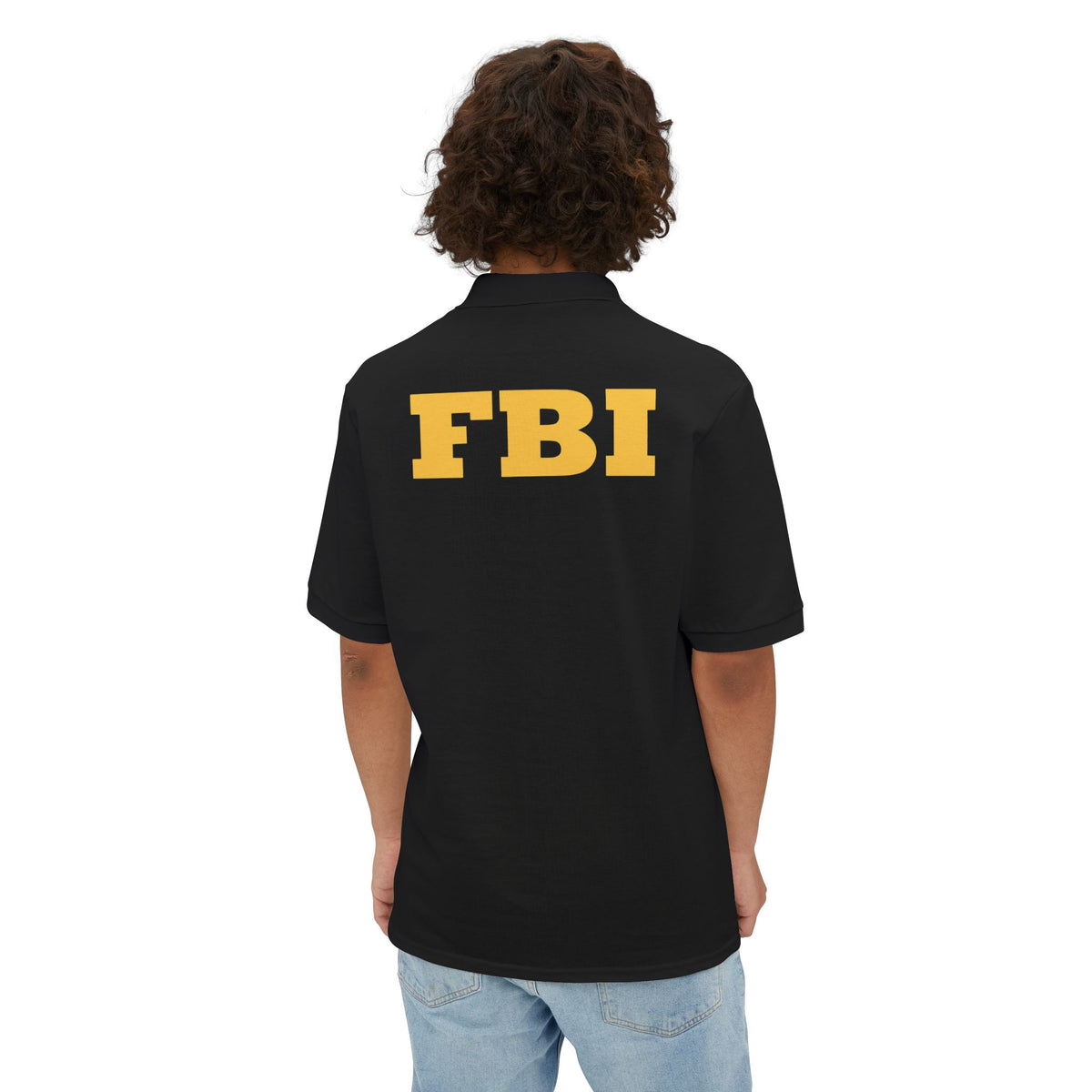 FBI Custom Halloween Polo Shirt Badge Logos on Front and Back - Men's Piqué Polo