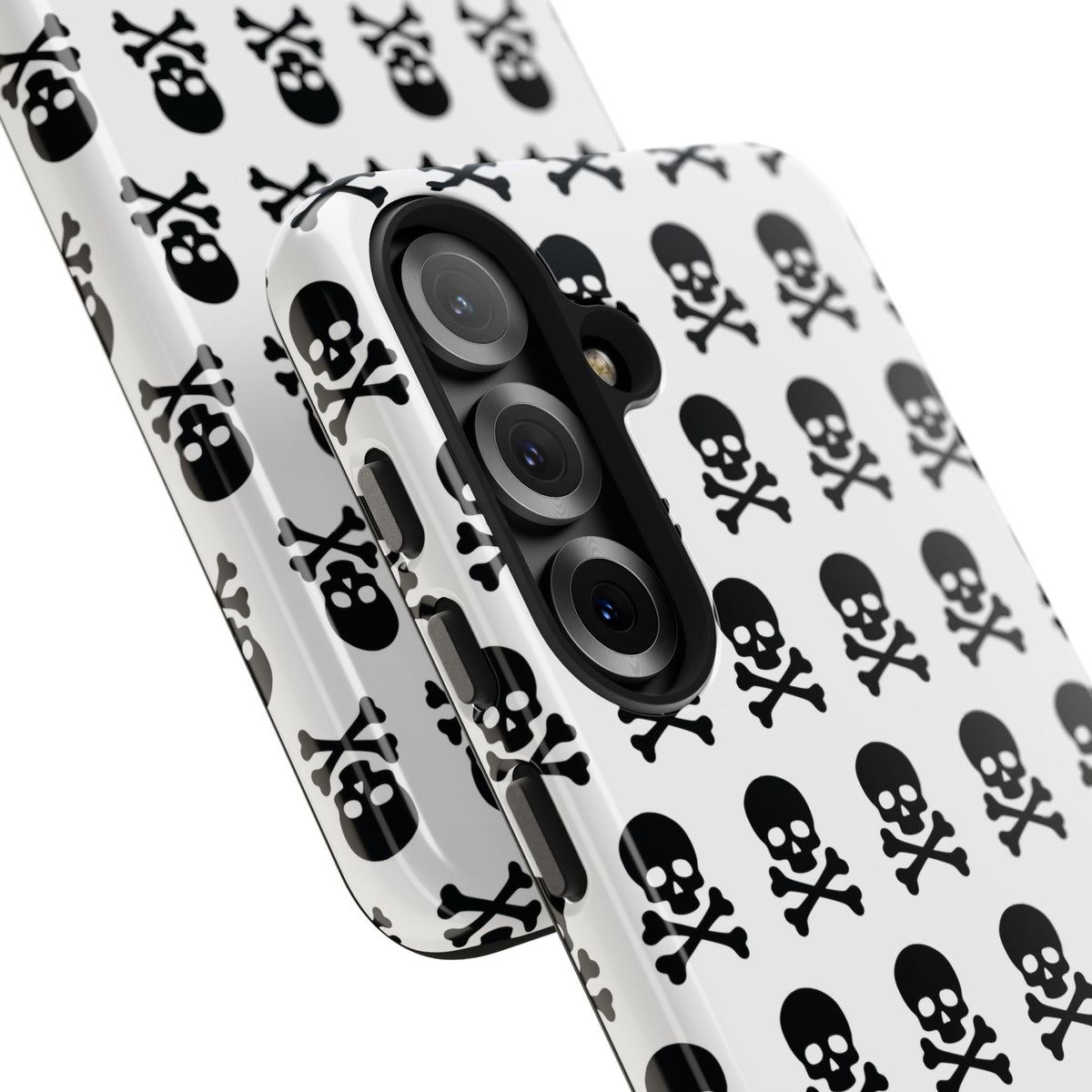 White Punk Skull Print Phone Case