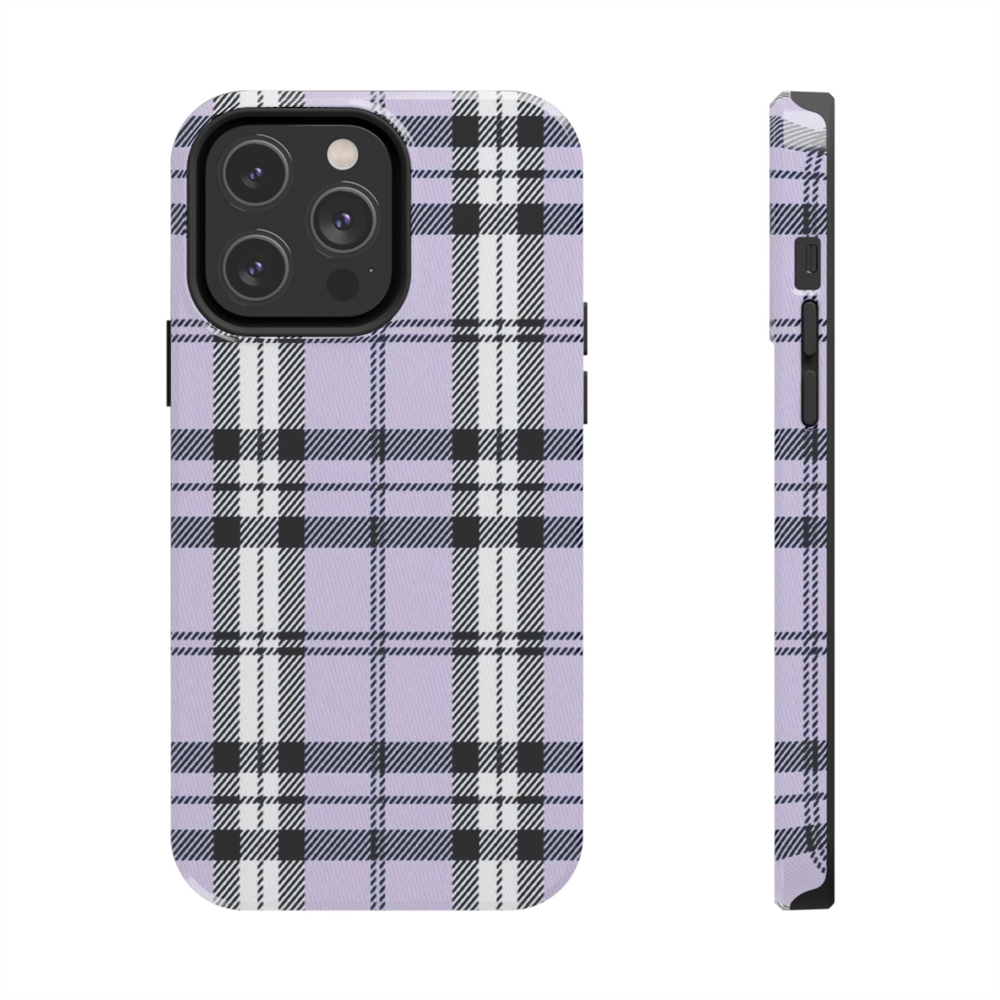 Lavender Light Purple Gingham Plaid Phone Case  - Tough Impact-Resistant Case