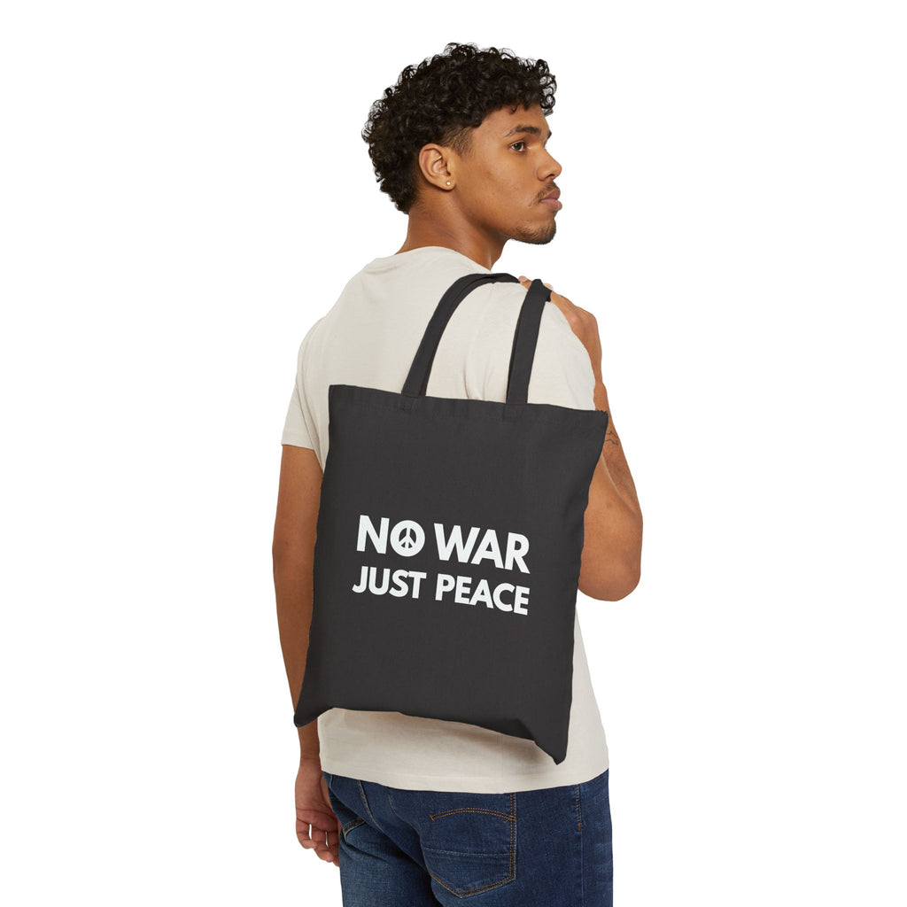 NO WAR JUST PEACE Cotton Canvas Tote Bag