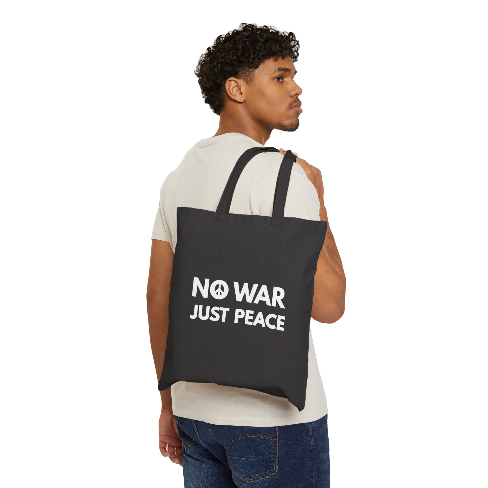 NO WAR JUST PEACE Cotton Canvas Tote Bag