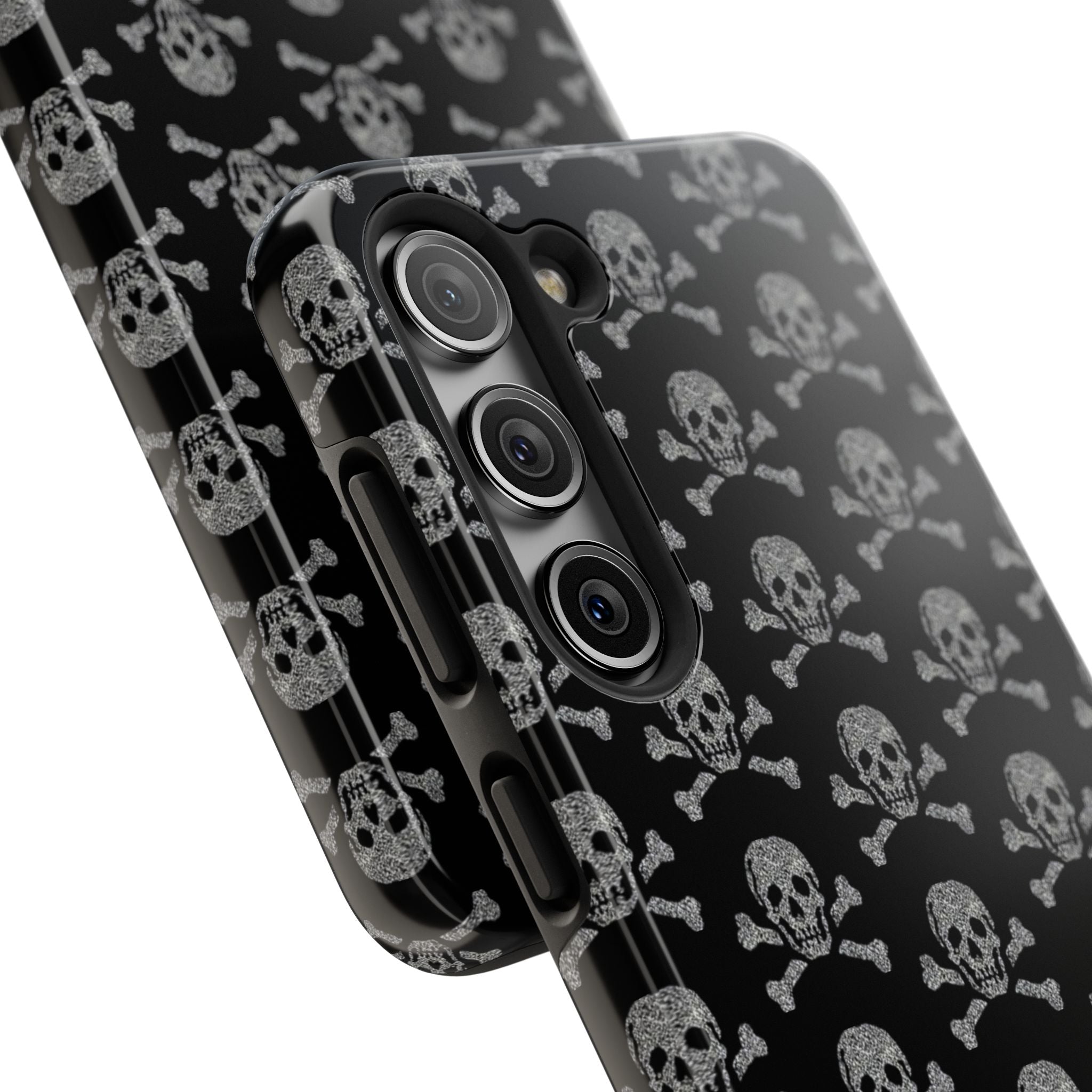 Silver Skull Print Phone Case  - Tough Impact-Resistant Case