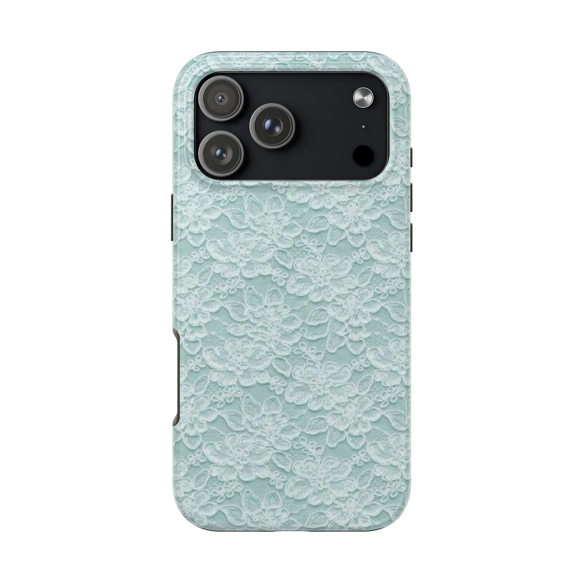Teal Light Blue Lace Print Pattern Phone Case
