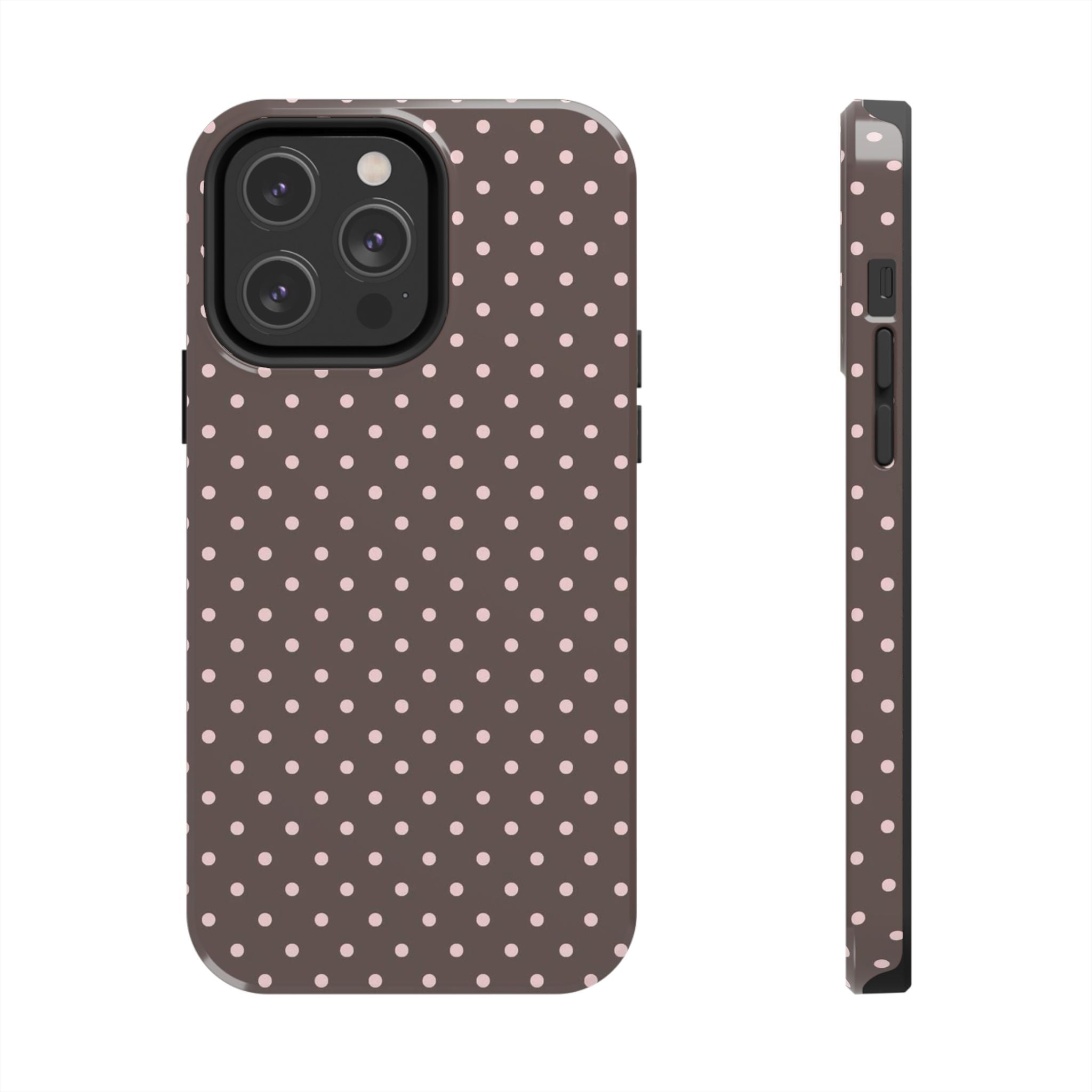 Brown with Pink Dots Phone Case  - Tough Impact-Resistant Case