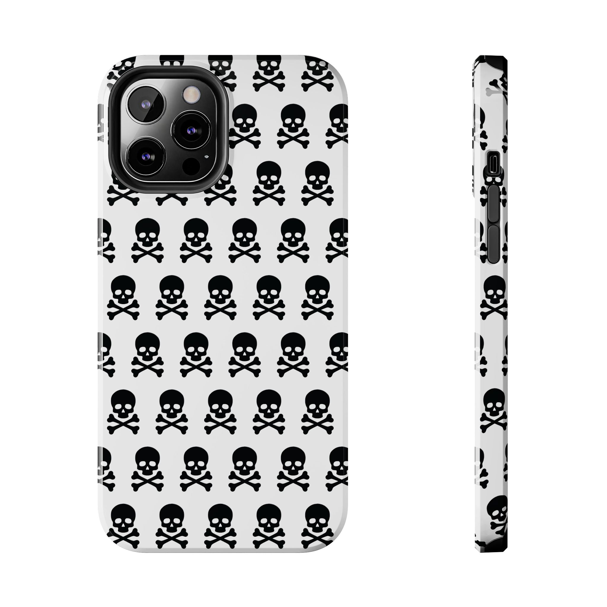 White Punk Skull Print Phone Case