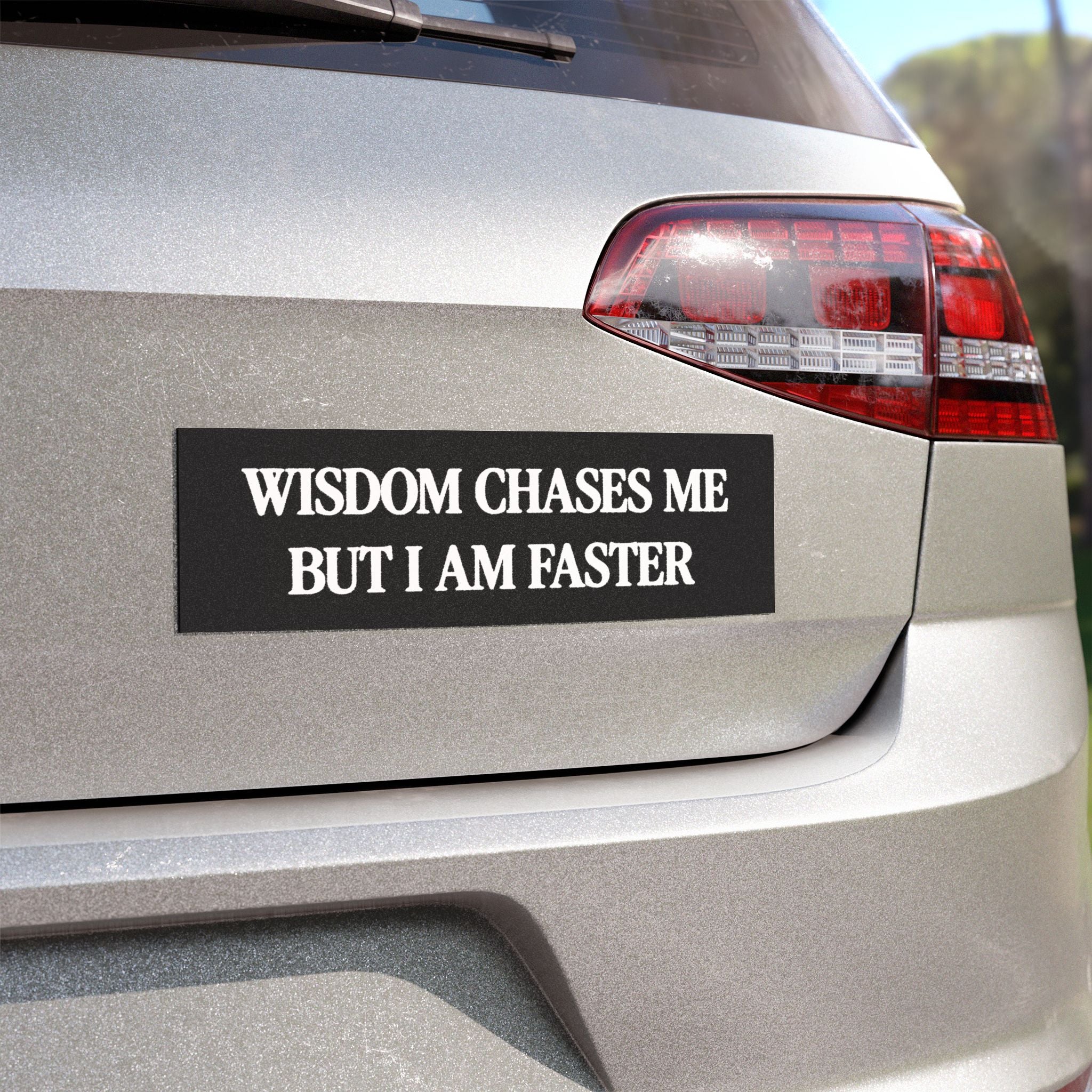 Wisdom Chases Me But I Am Faster Funny Bumper Magnet