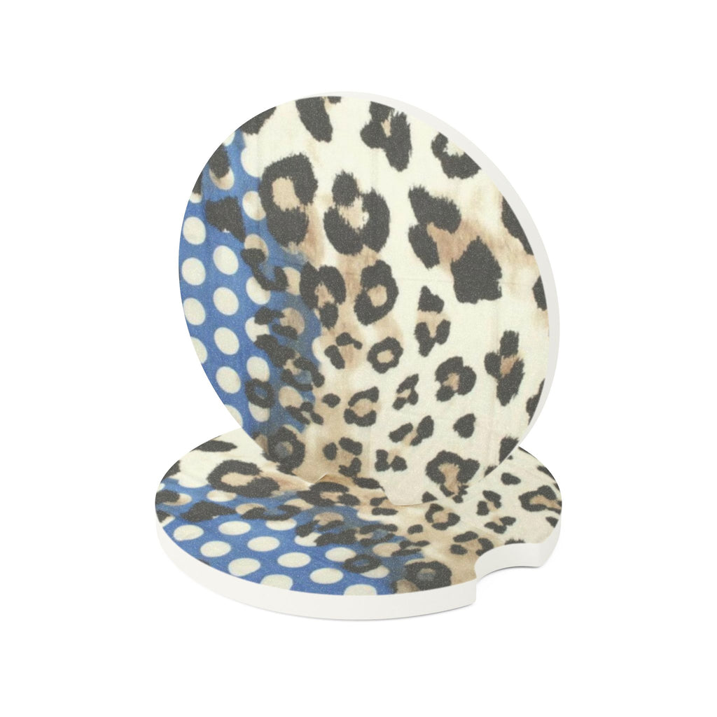 Cute Cheetah Print Car Cup Holder Soapstone Coaster