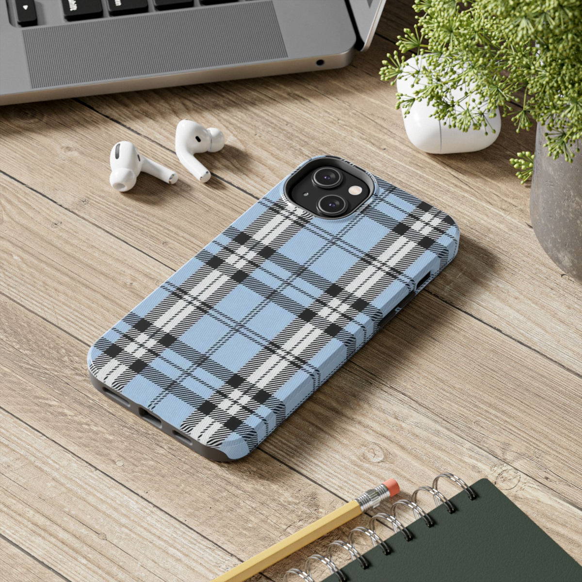 Light Baby Blue Gingham Plaid Phone Case