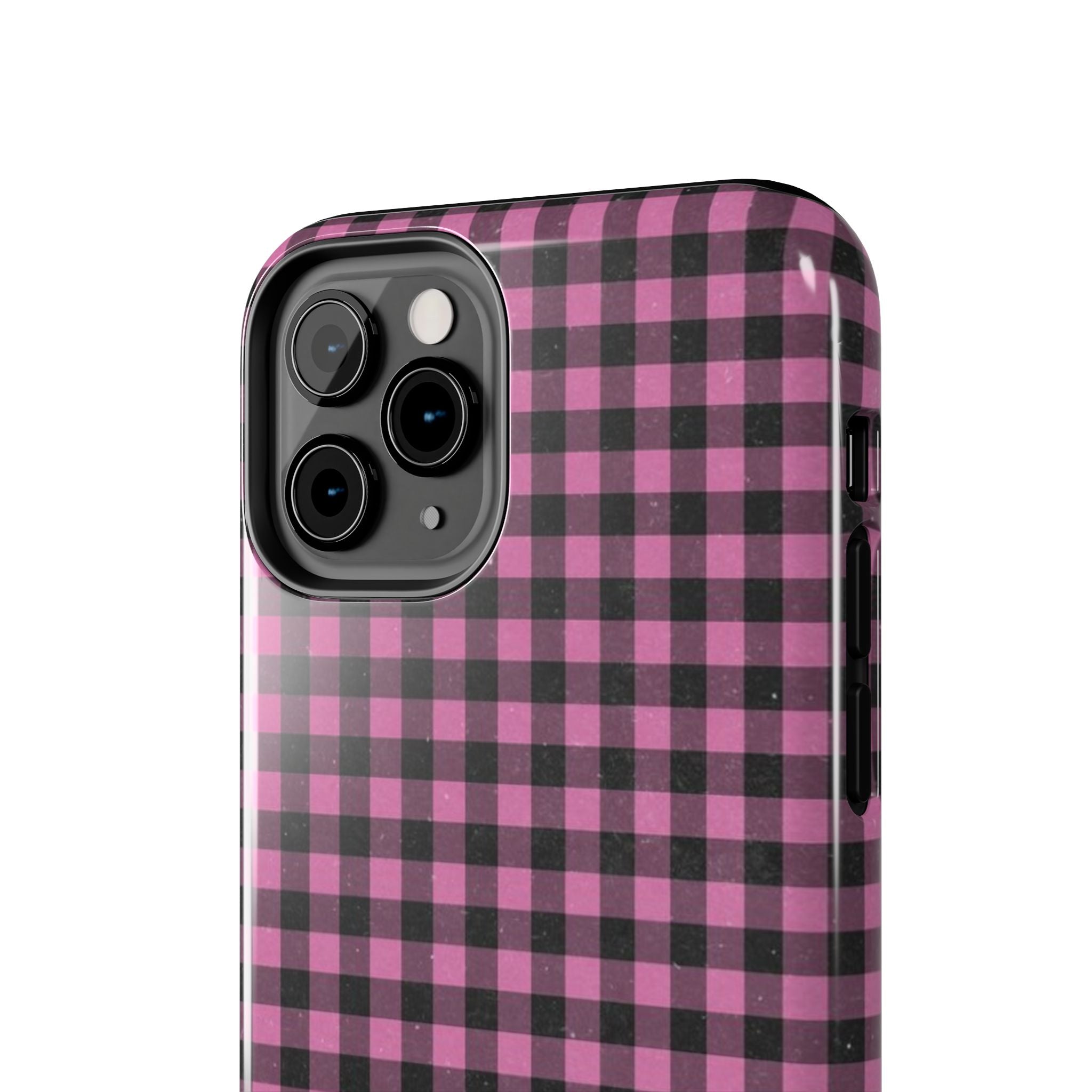 Pink and Black Faded Gingham Plaid Phone Case