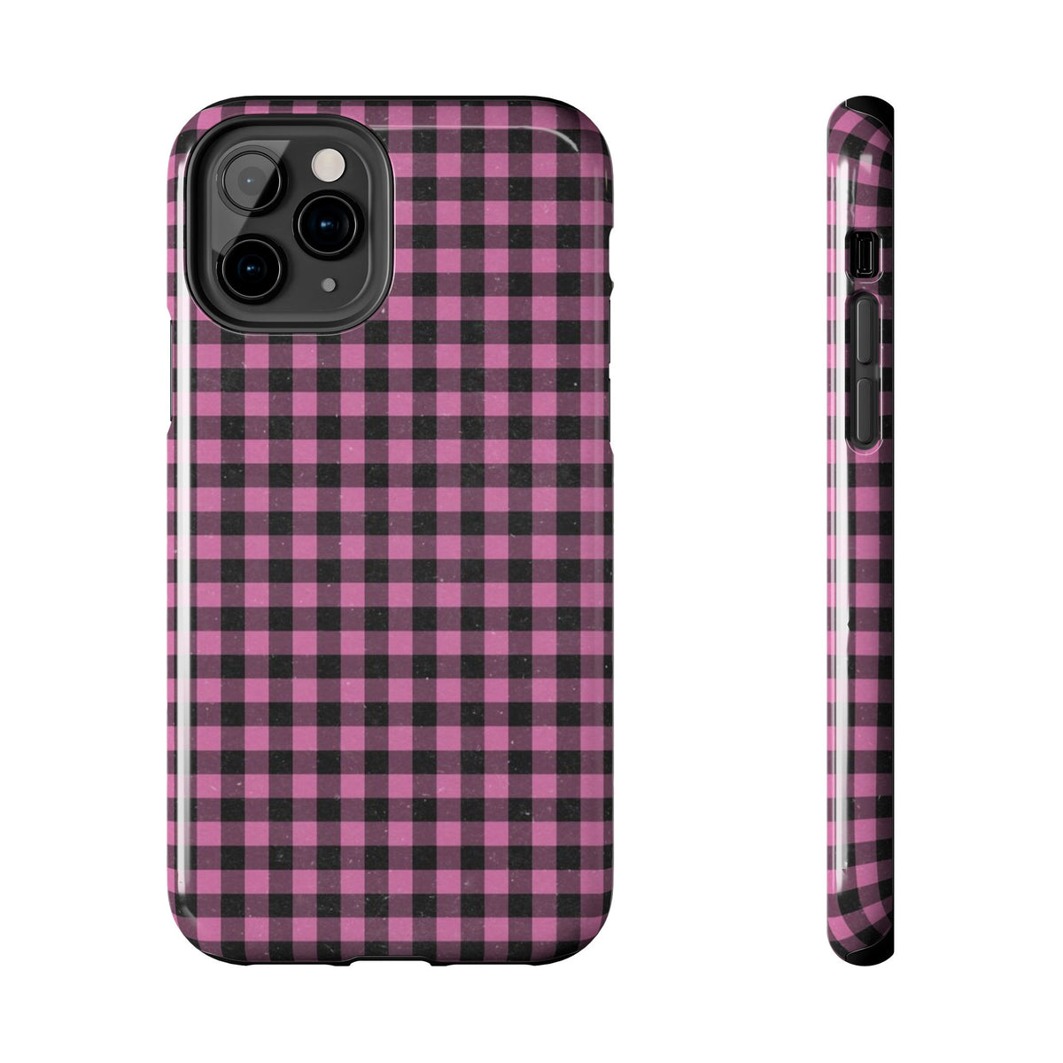 Pink and Black Faded Gingham Plaid Phone Case
