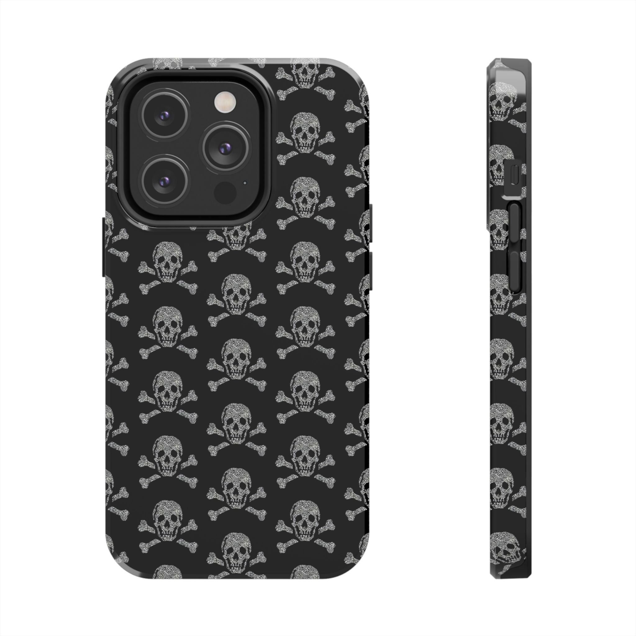 Silver Skull Print Phone Case  - Tough Impact-Resistant Case