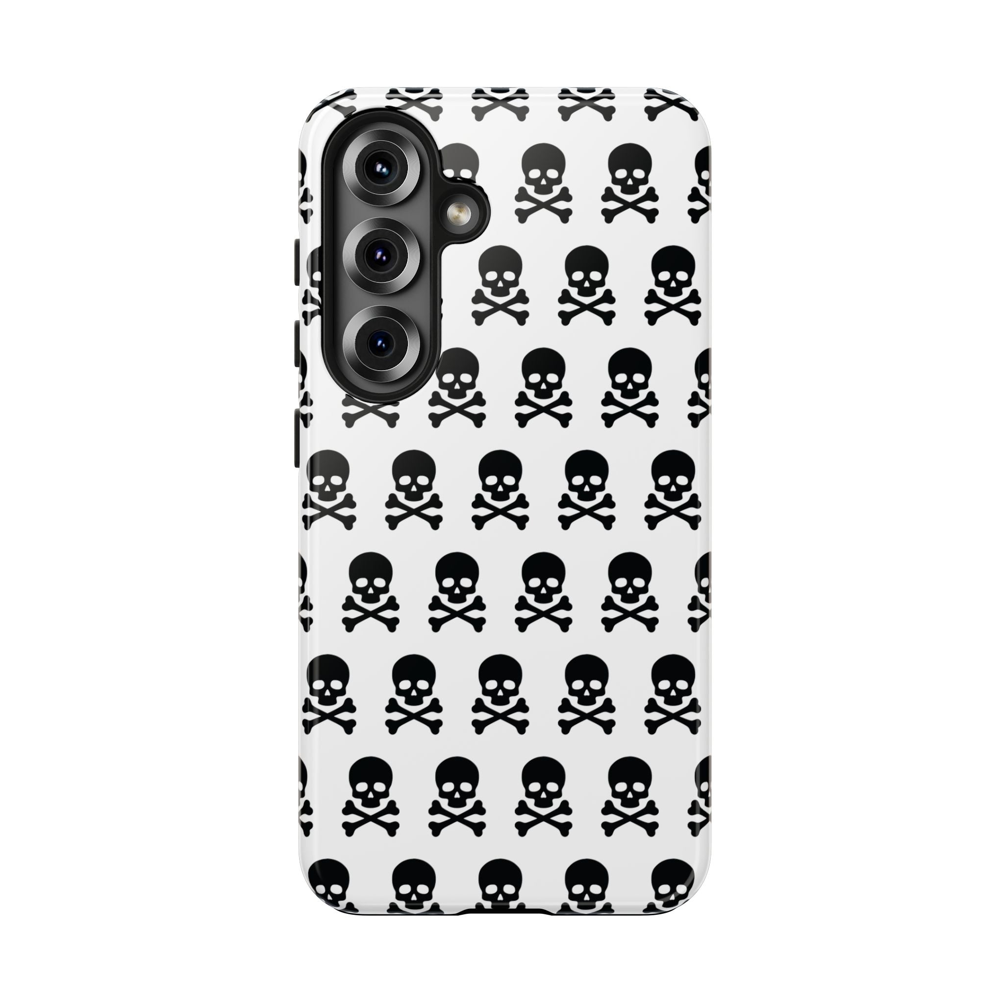 White Punk Skull Print Phone Case