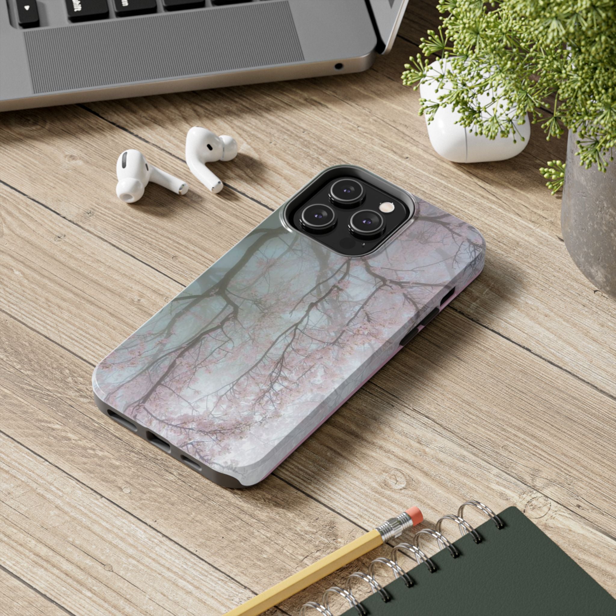 Foggy Cherry Blossom Cyber Phone Case  - Tough Impact-Resistant Case