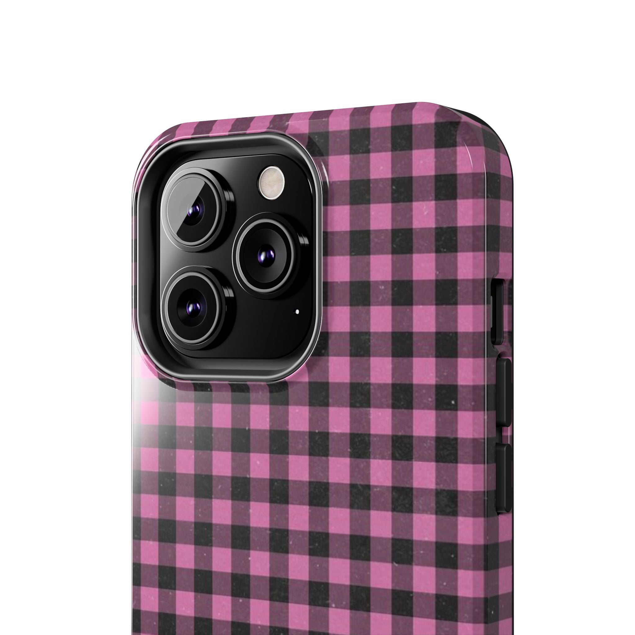 Pink and Black Faded Gingham Plaid Phone Case
