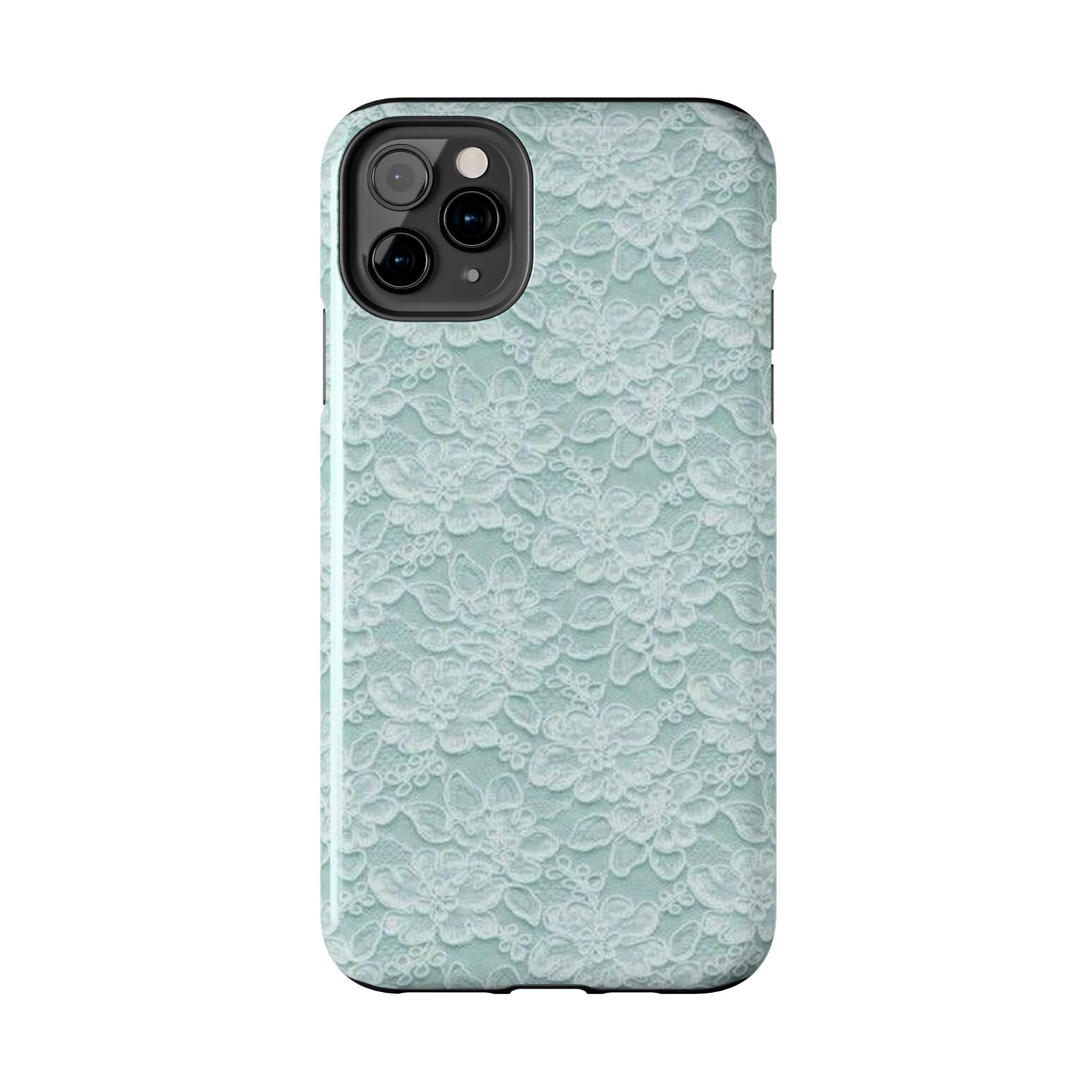 Teal Light Blue Lace Print Pattern Phone Case