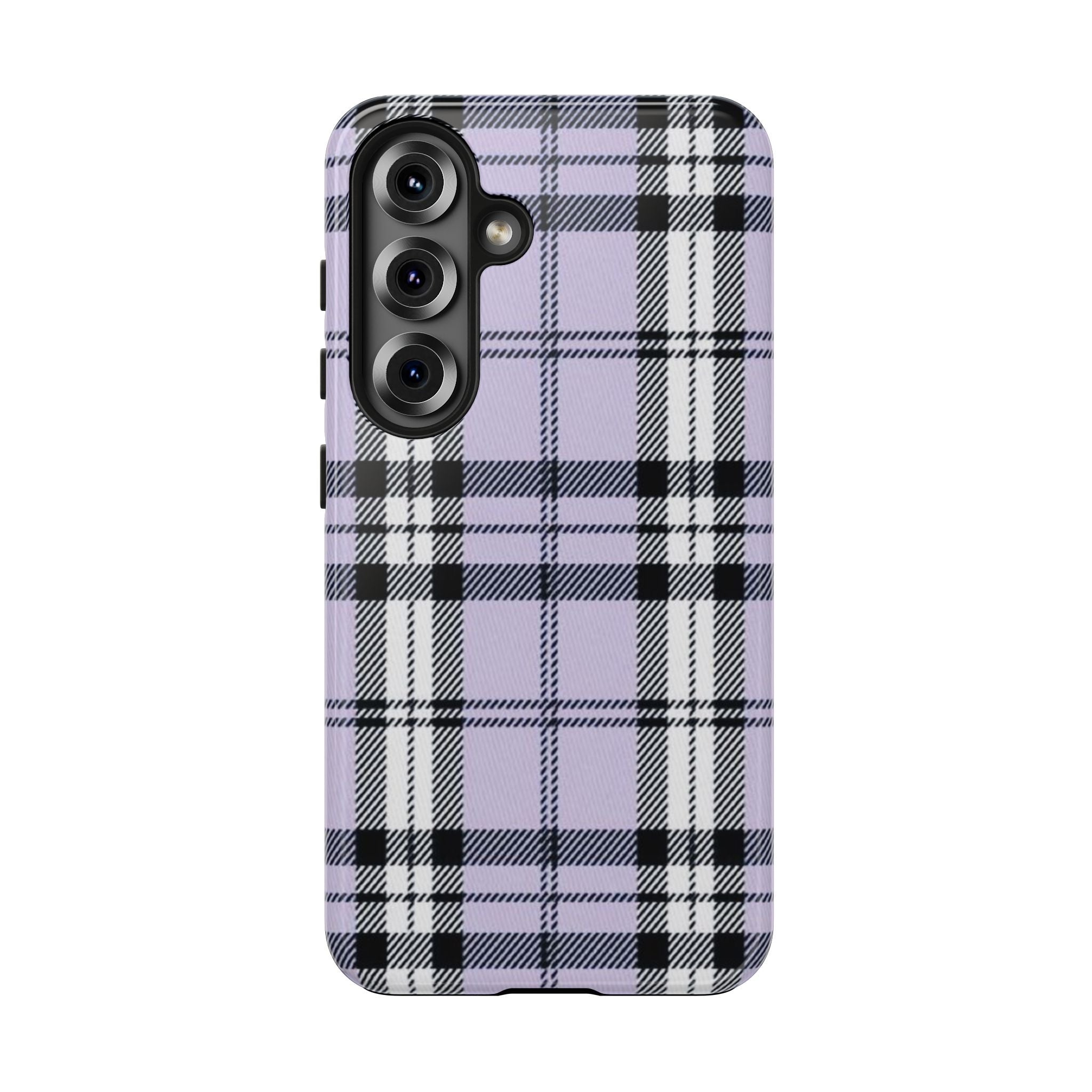 Lavender Light Purple Gingham Plaid Phone Case  - Tough Impact-Resistant Case