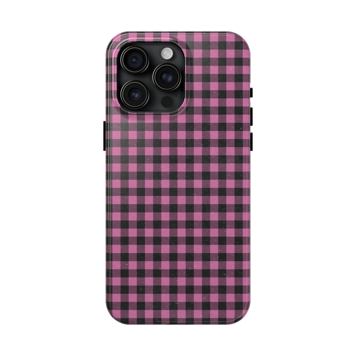 Pink and Black Faded Gingham Plaid Phone Case
