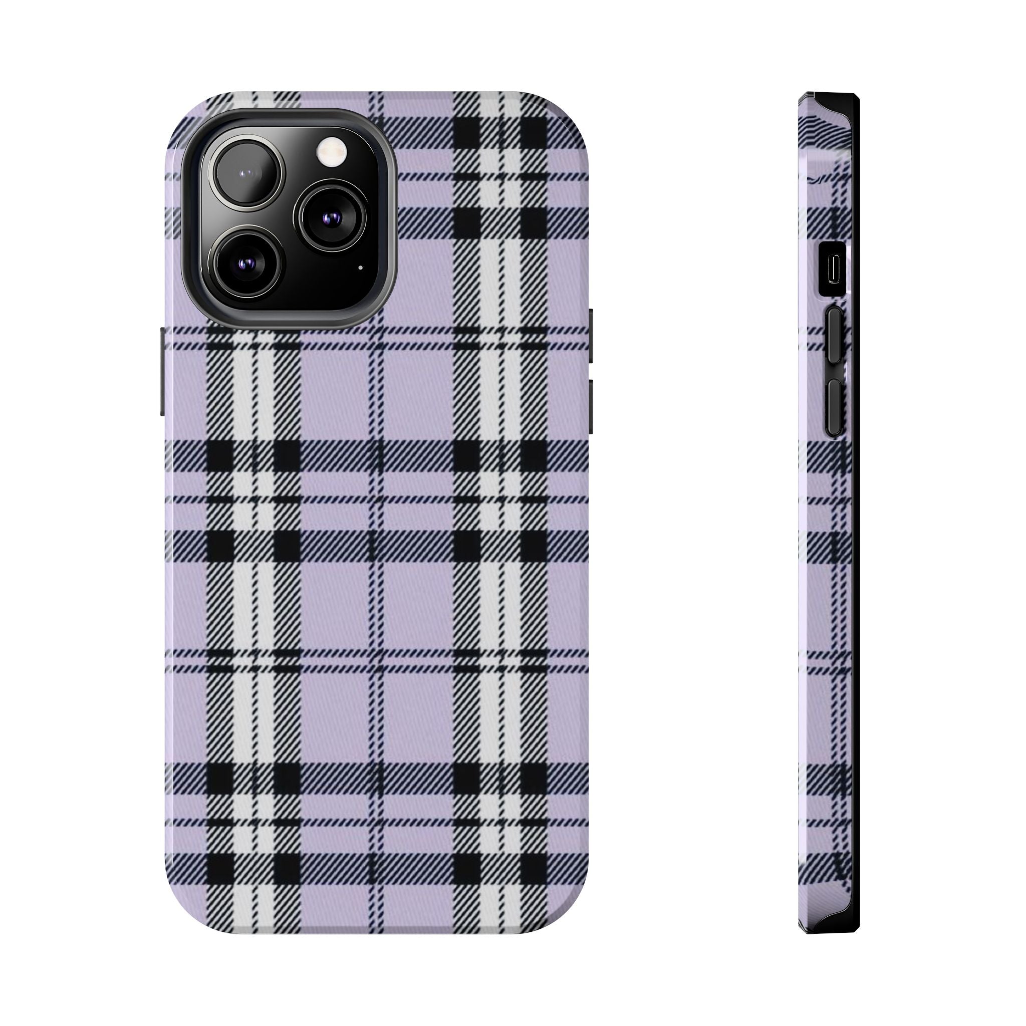 Lavender Light Purple Gingham Plaid Phone Case  - Tough Impact-Resistant Case
