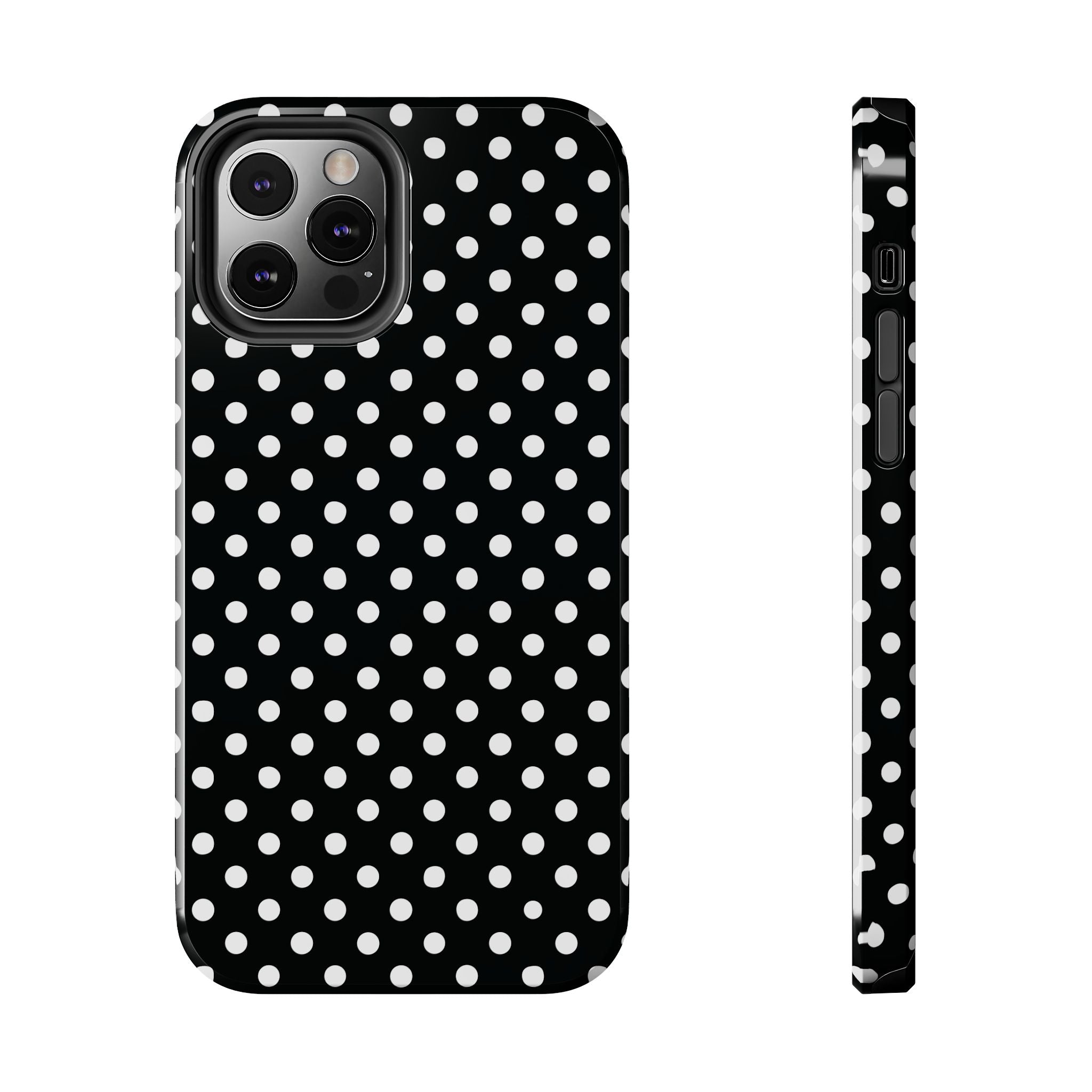 Black and White Polka Dot Phone Case  - Tough Impact-Resistant Case