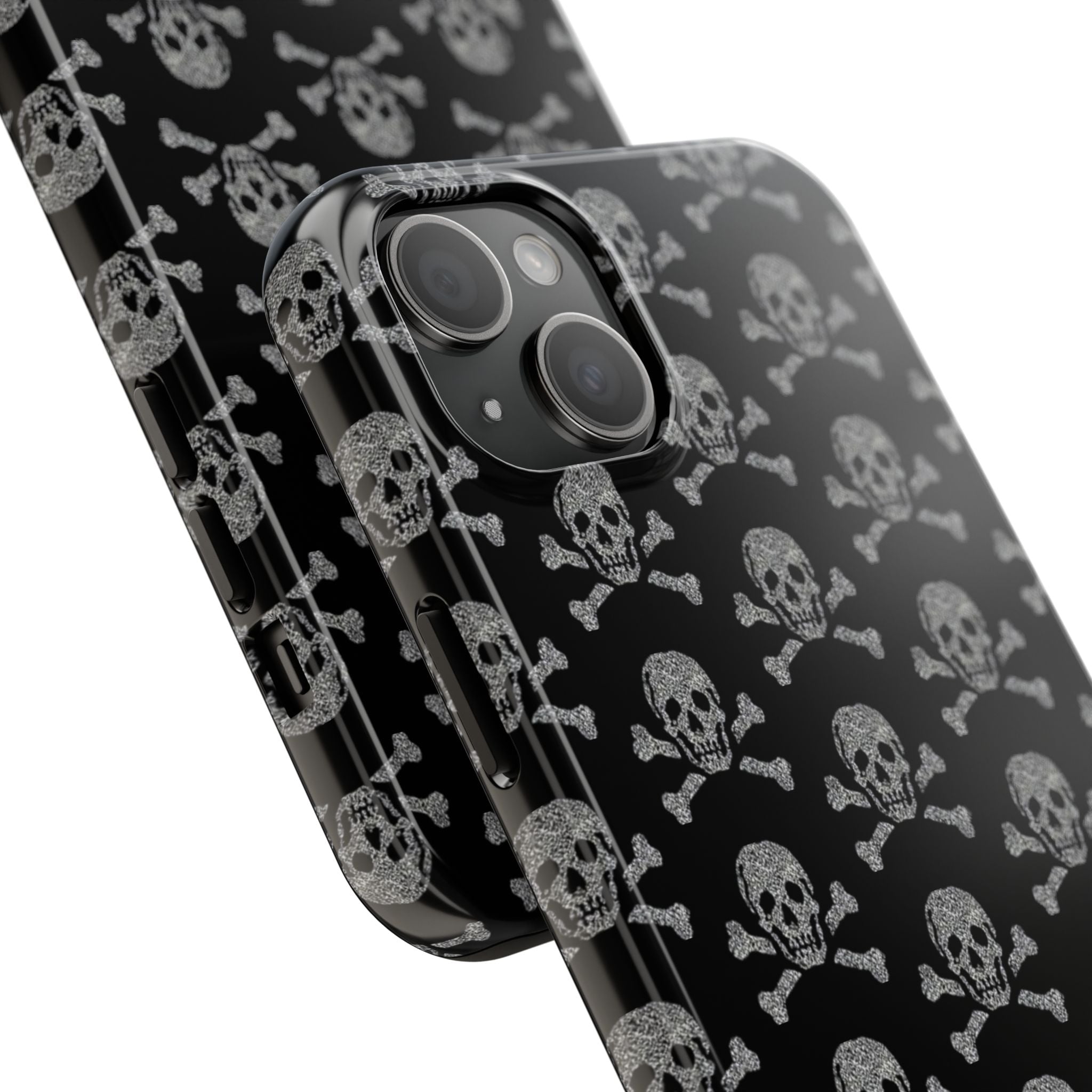 Silver Skull Print Phone Case  - Tough Impact-Resistant Case