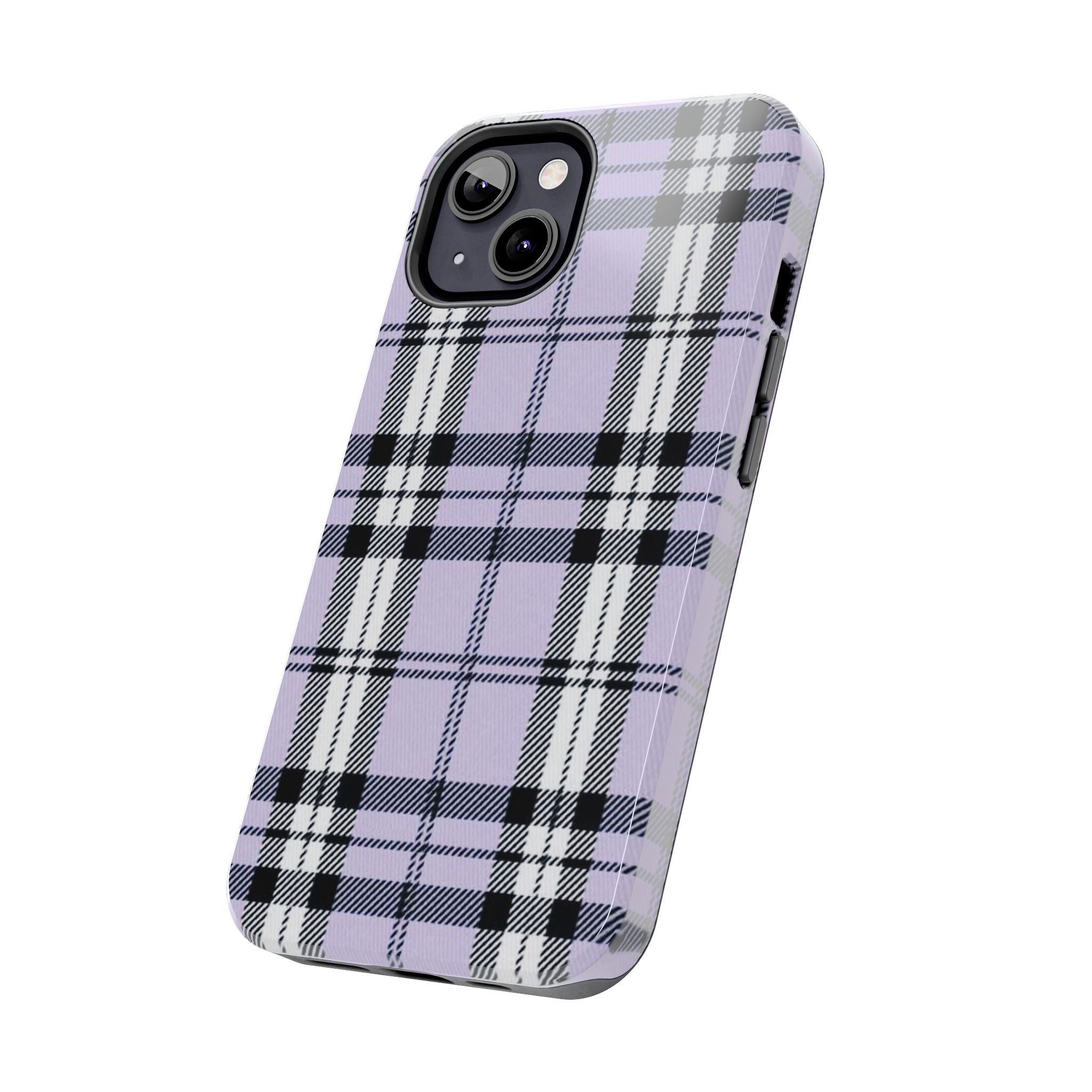 Lavender Light Purple Gingham Plaid Phone Case  - Tough Impact-Resistant Case