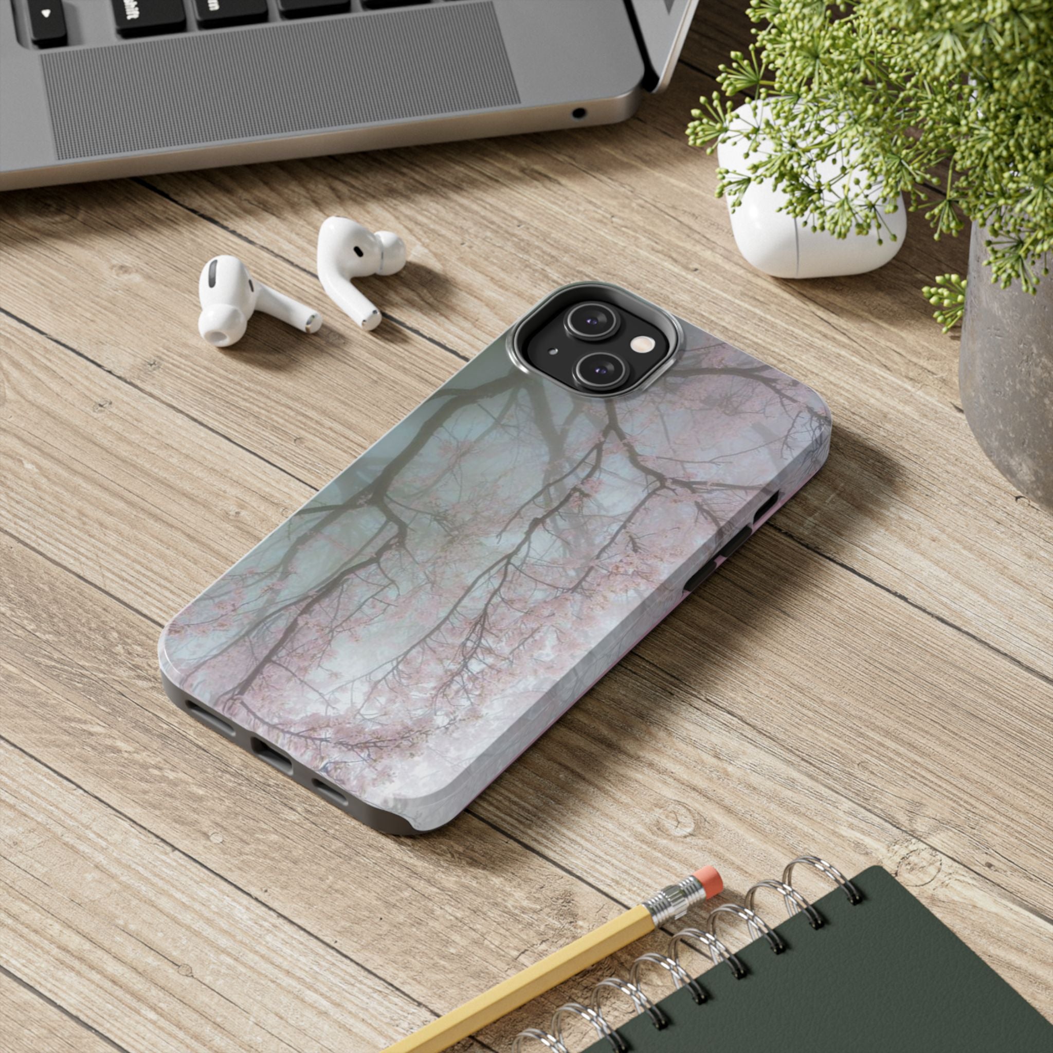 Foggy Cherry Blossom Cyber Phone Case  - Tough Impact-Resistant Case