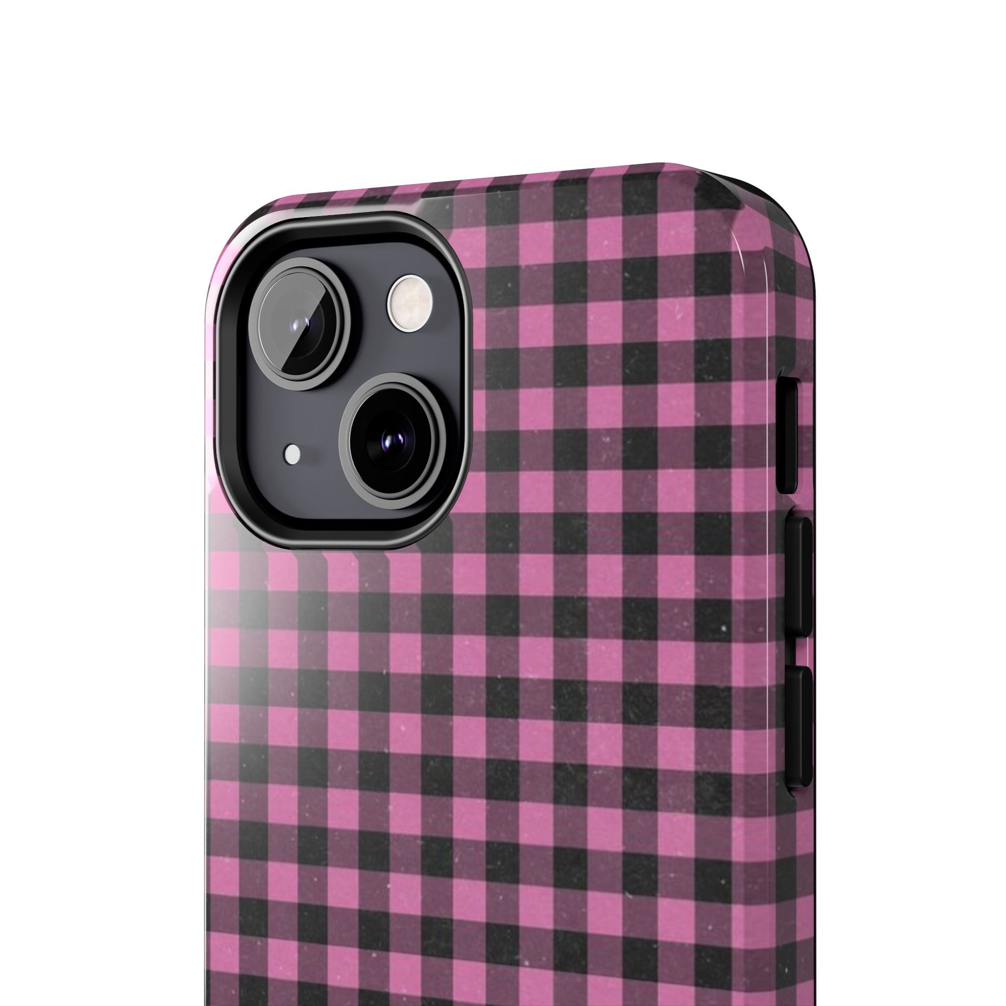Pink and Black Faded Gingham Plaid Phone Case