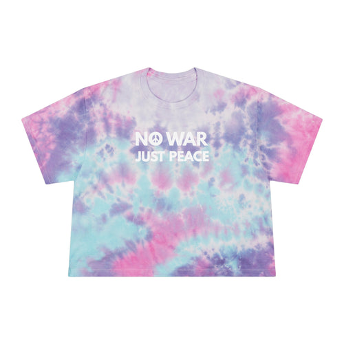 " NO WAR JUST PEACE " Peace Sign Women's Tie-Dye Crop Tee