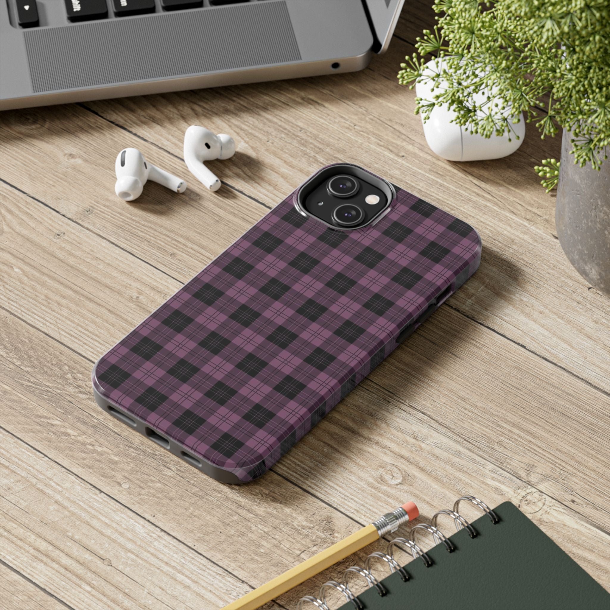 Emo Dark Pink Gingham Plaid Phone Case  - Tough Impact-Resistant Case