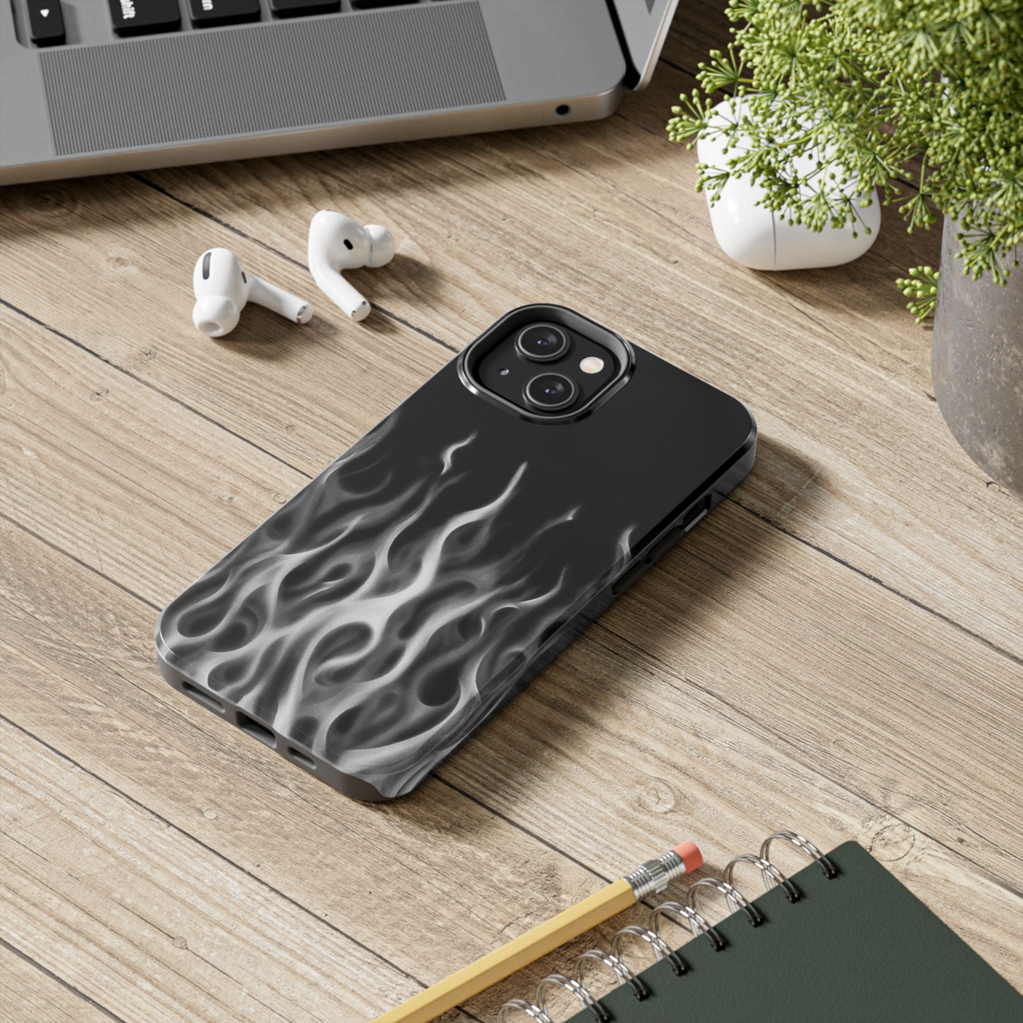 White Airbrush Flames Phone Case  - Tough Impact-Resistant Case