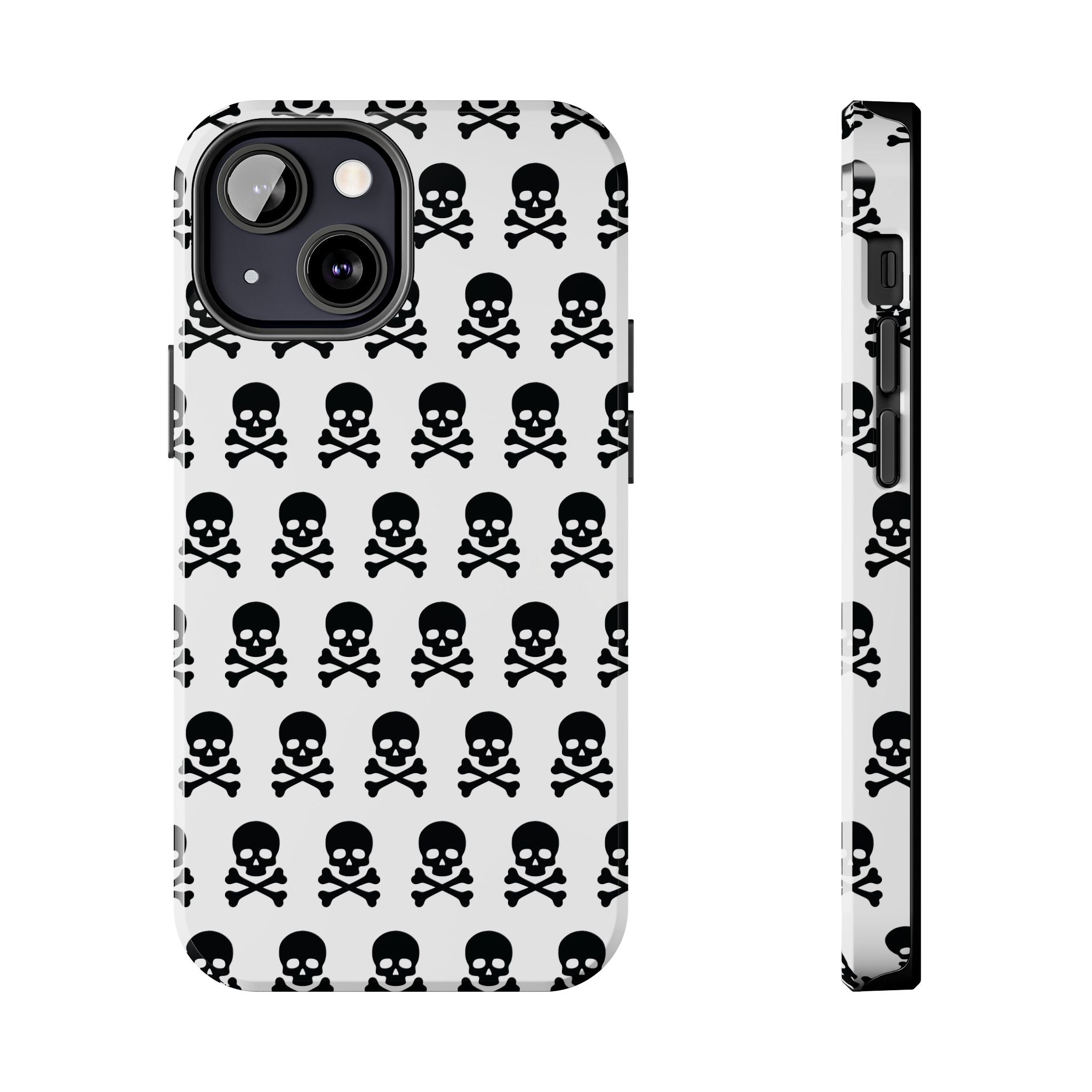 White Punk Skull Print Phone Case