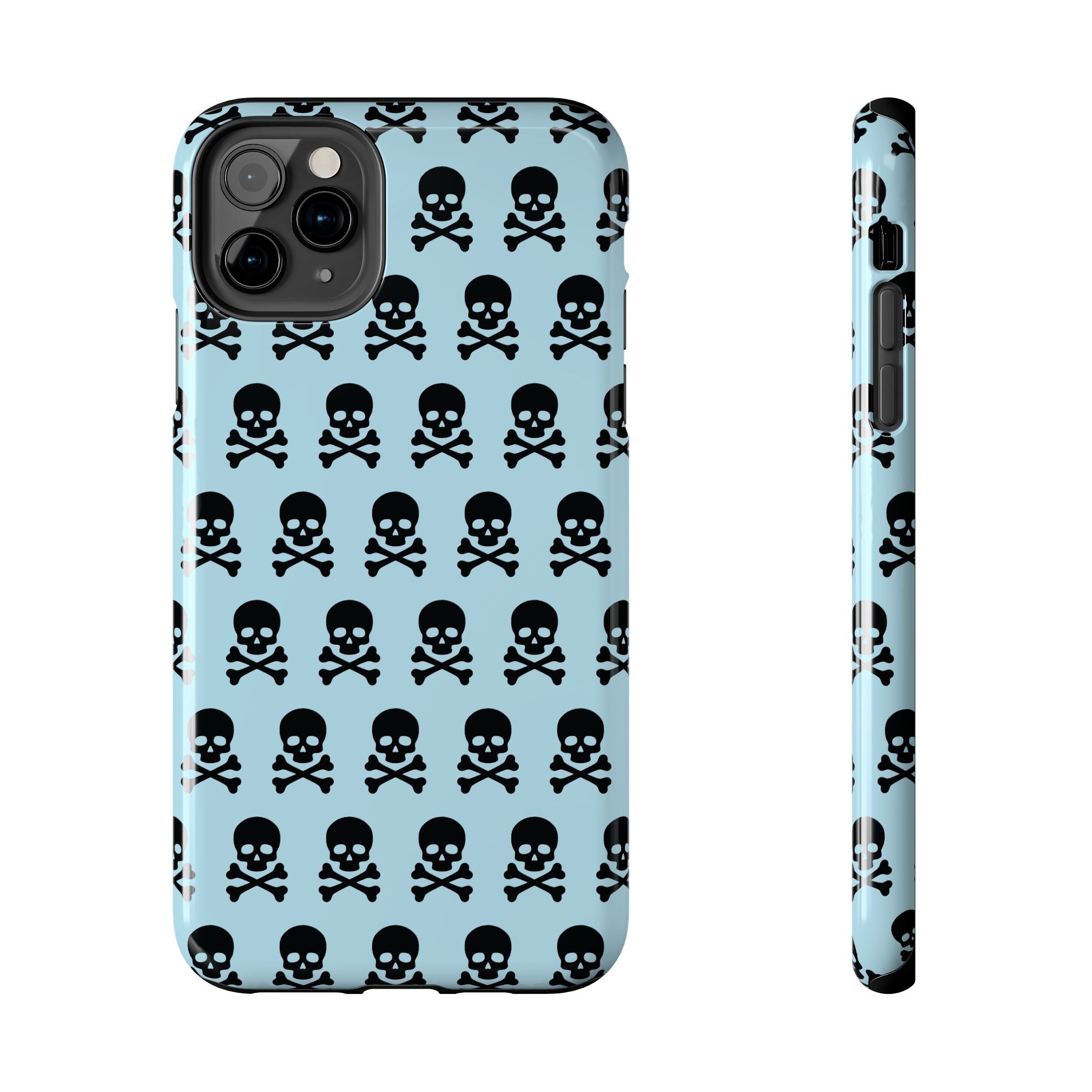 Blue Punk Skull Print Phone Case