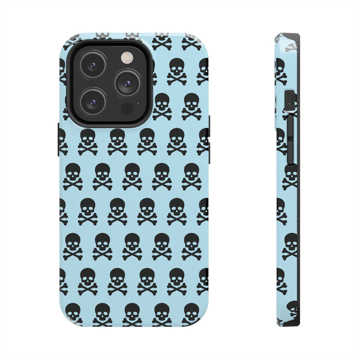 Blue Punk Skull Print Phone Case
