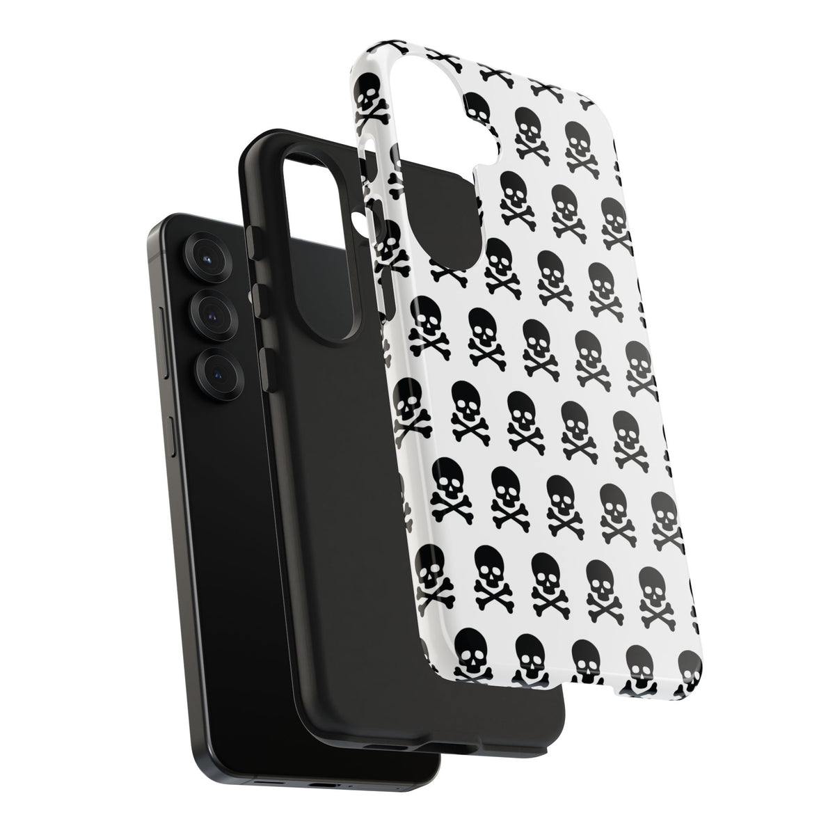 White Punk Skull Print Phone Case