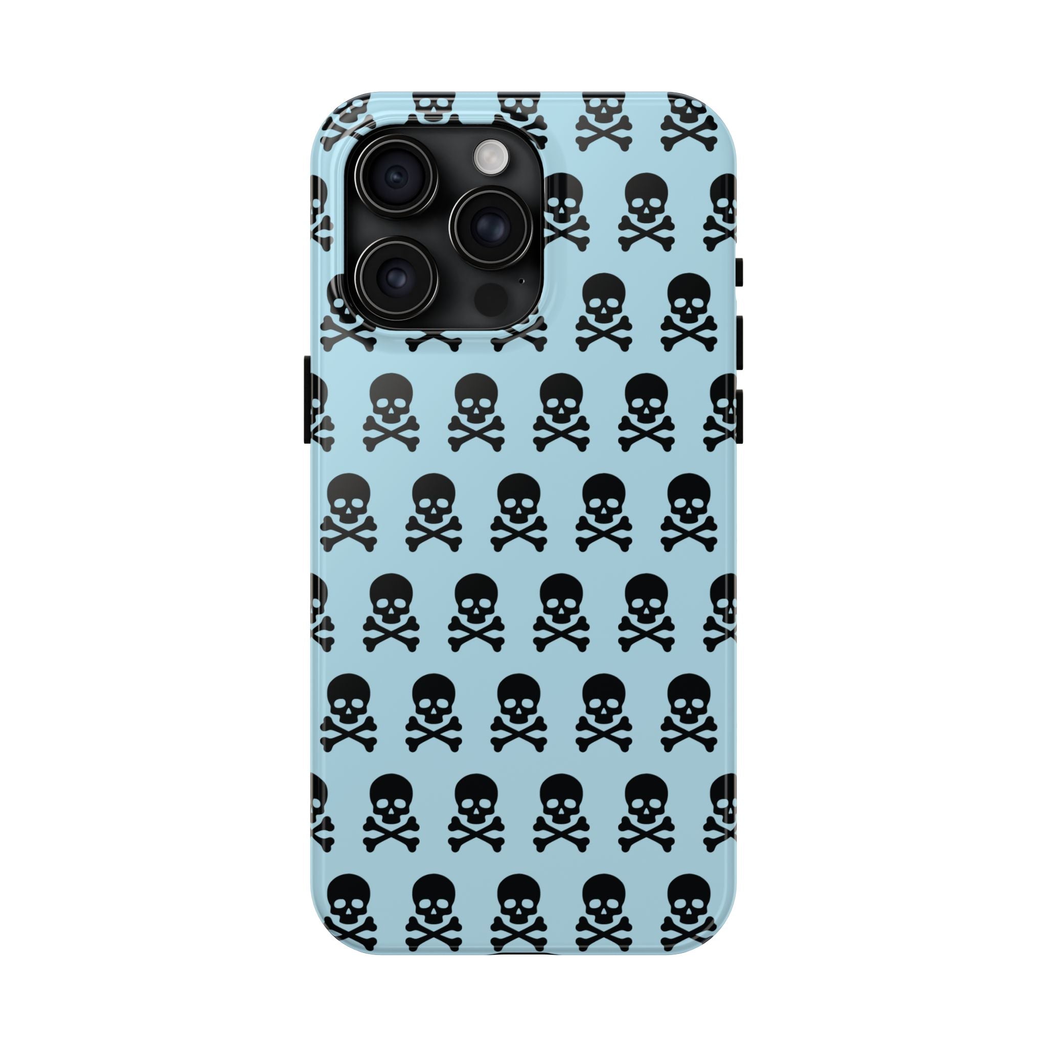 Blue Punk Skull Print Phone Case