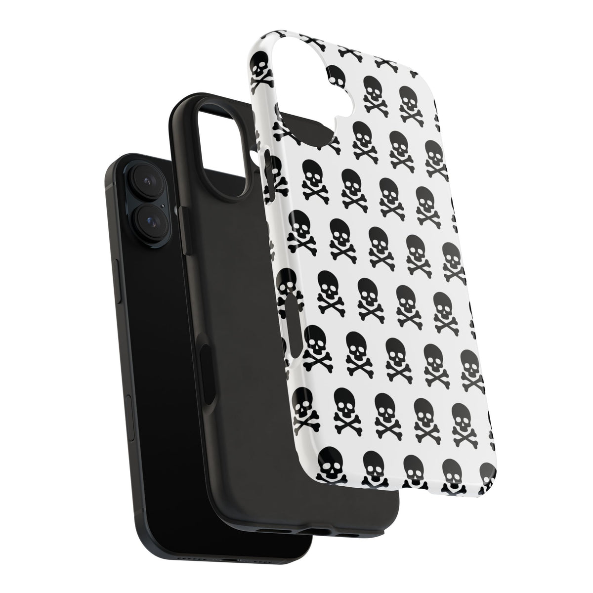 White Punk Skull Print Phone Case
