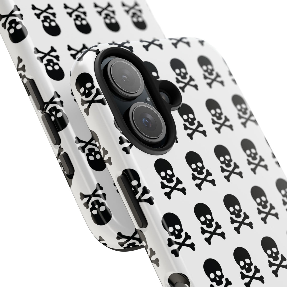 White Punk Skull Print Phone Case