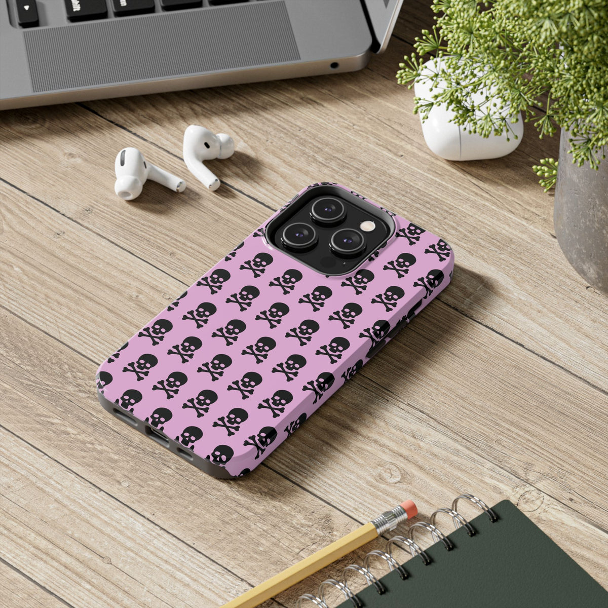 Pink Punk Skull Print Phone Case
