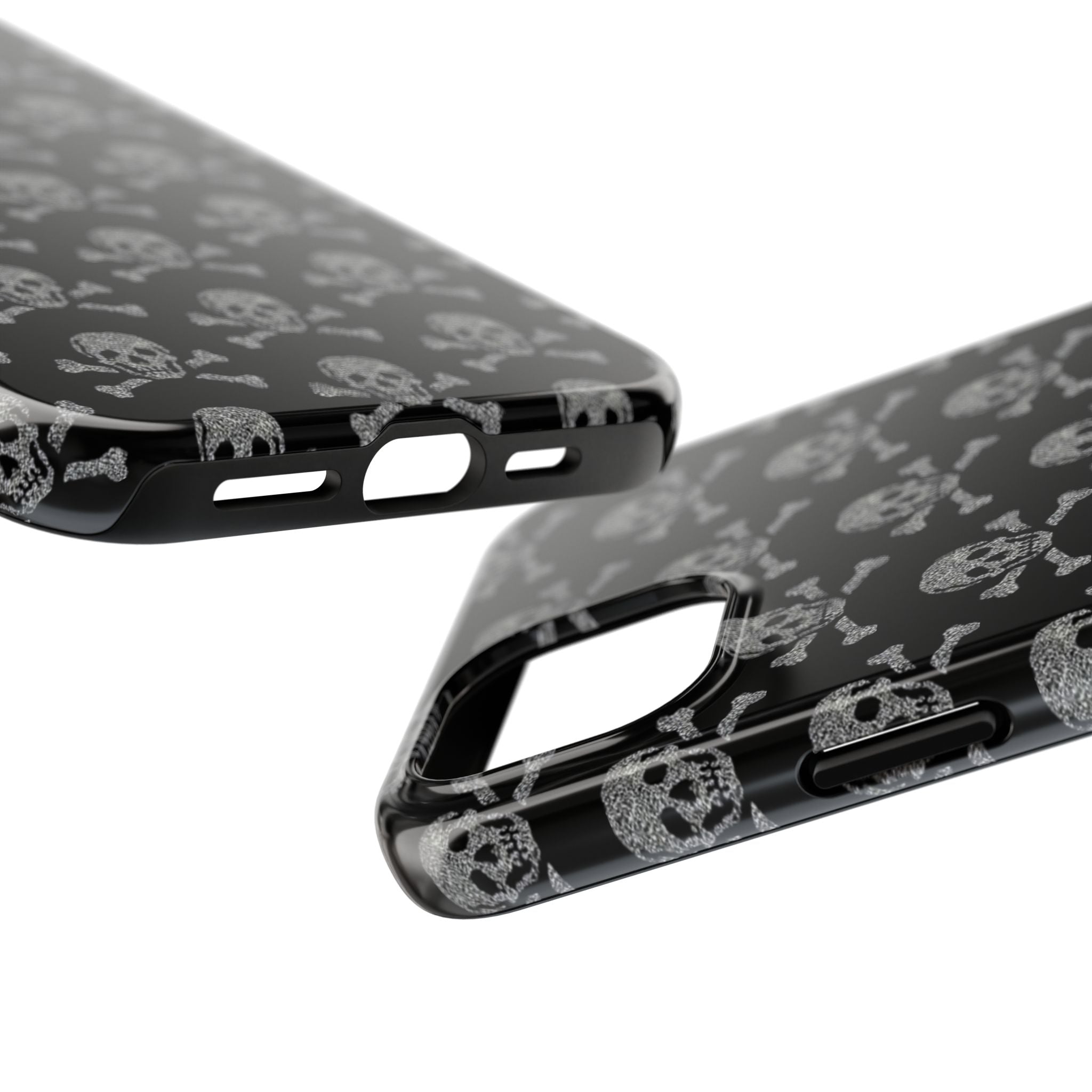 Silver Skull Print Phone Case  - Tough Impact-Resistant Case