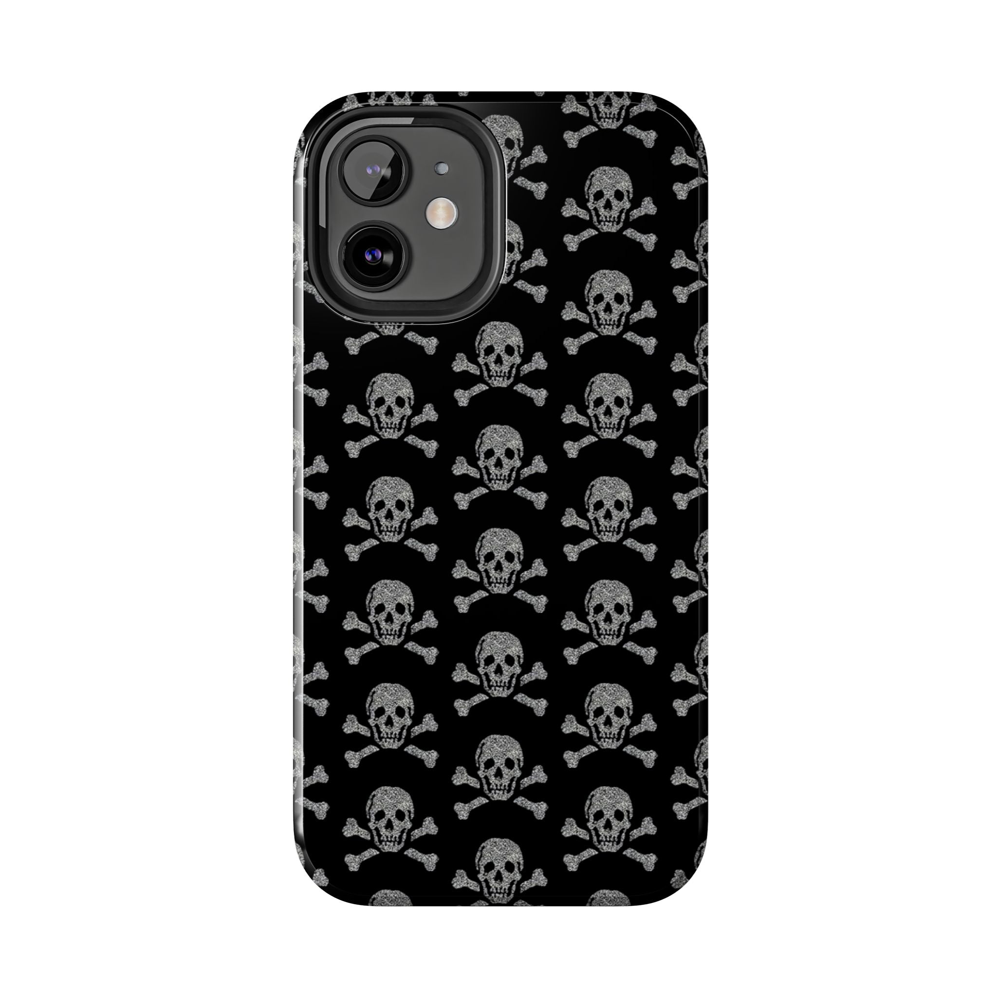 Silver Skull Print Phone Case  - Tough Impact-Resistant Case