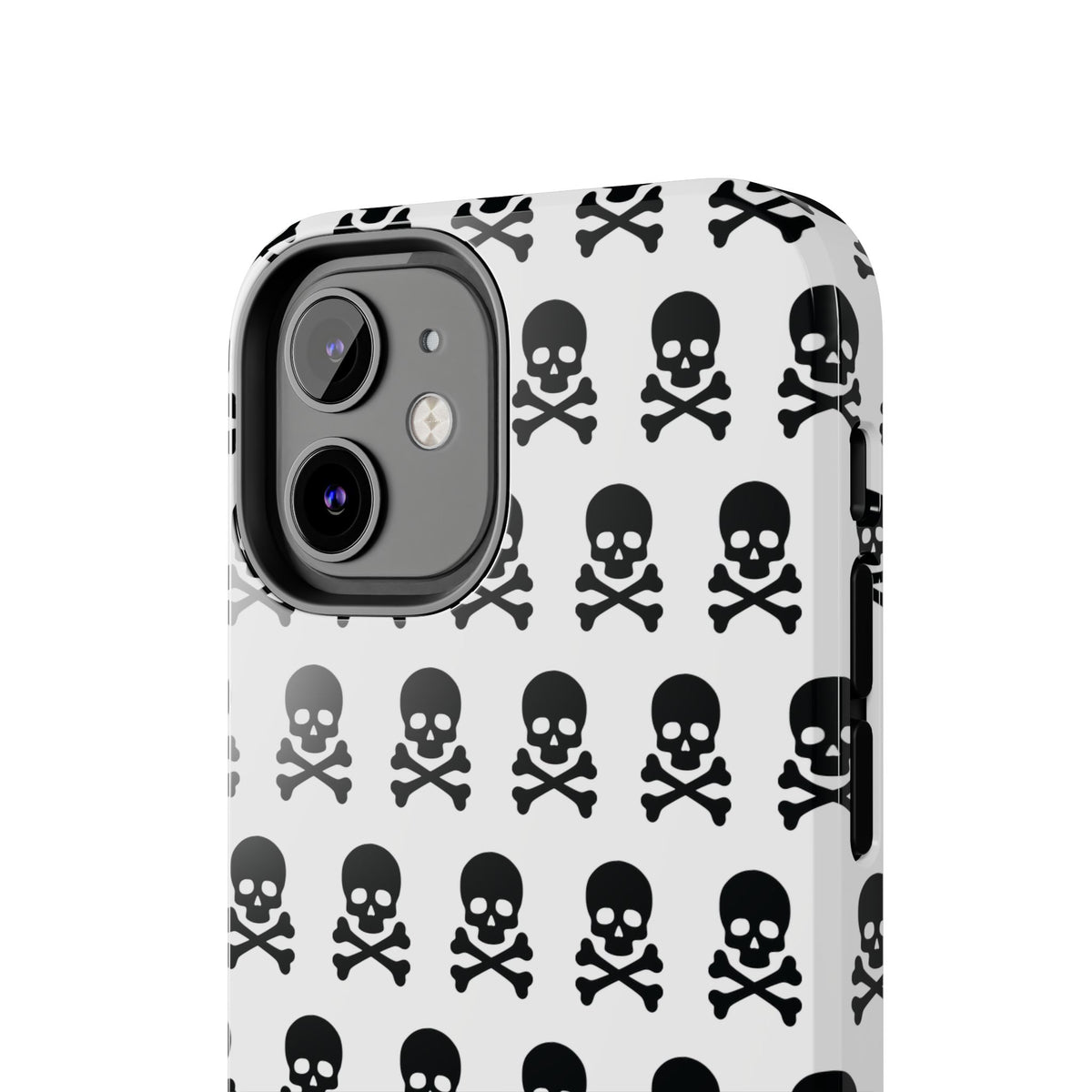 White Punk Skull Print Phone Case