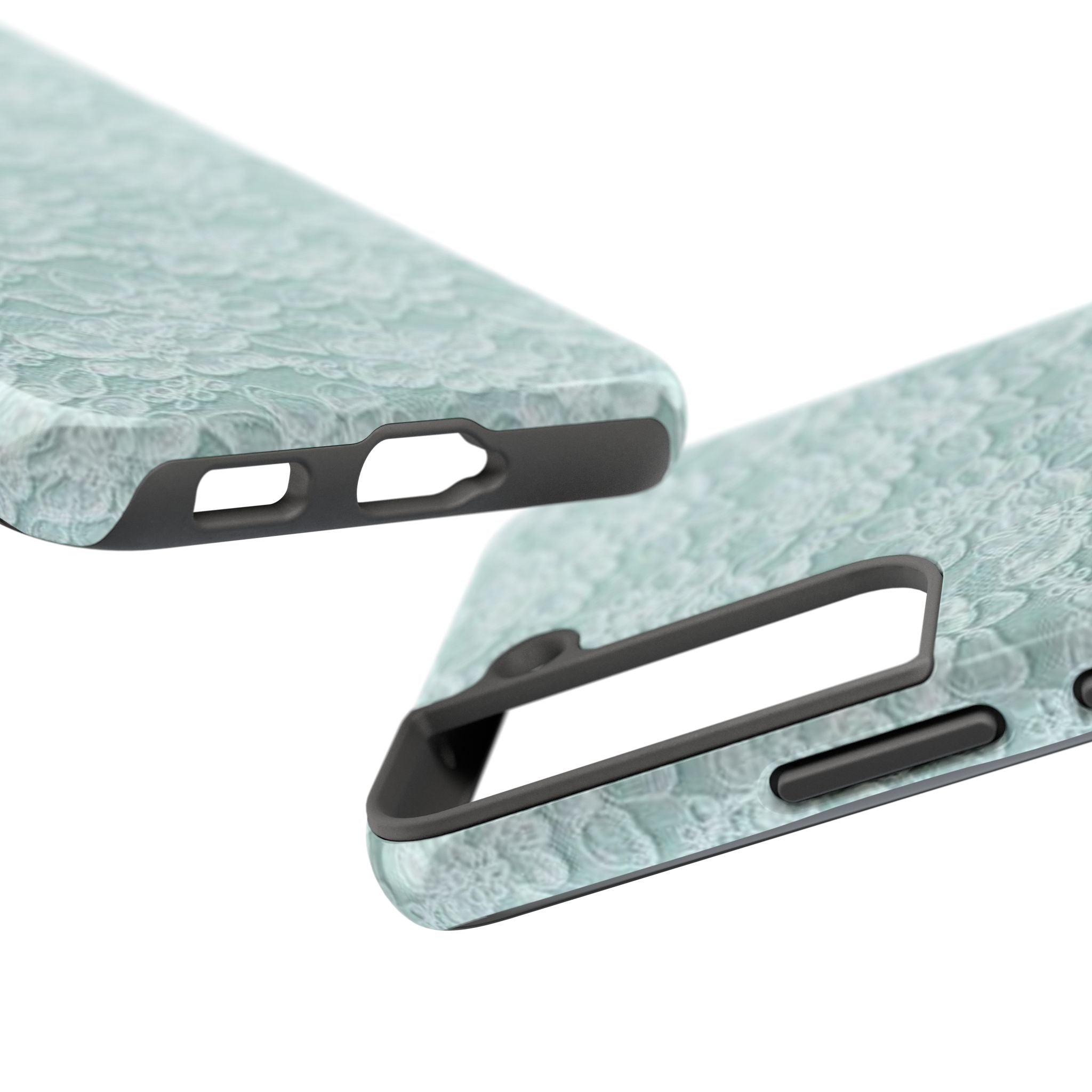 Teal Light Blue Lace Print Pattern Phone Case