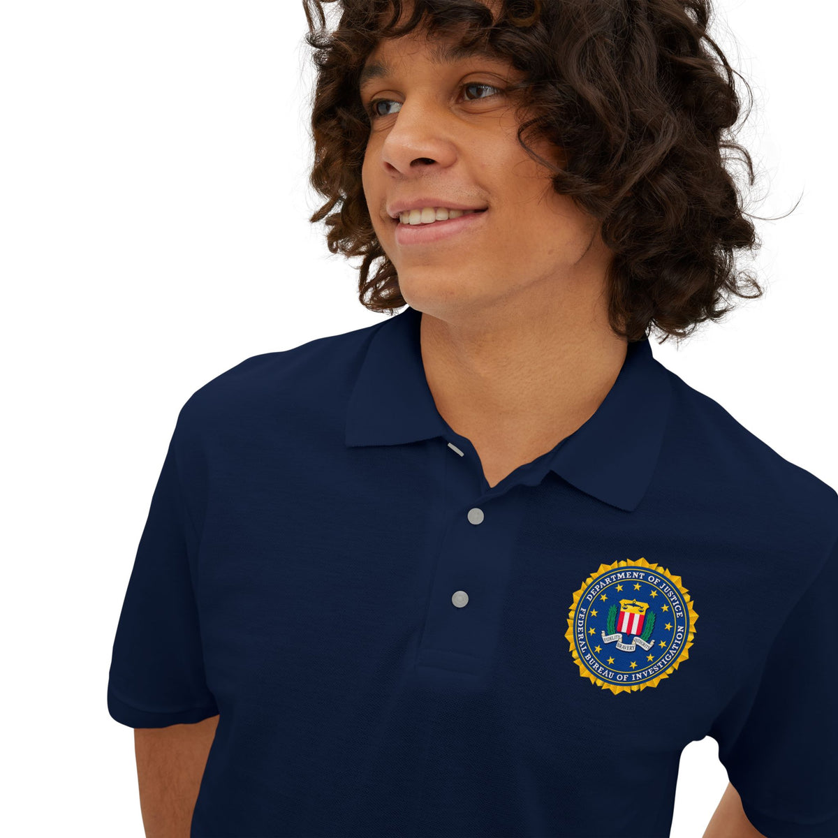 FBI Custom Halloween Polo Shirt Badge Logos on Front and Back - Men's Piqué Polo