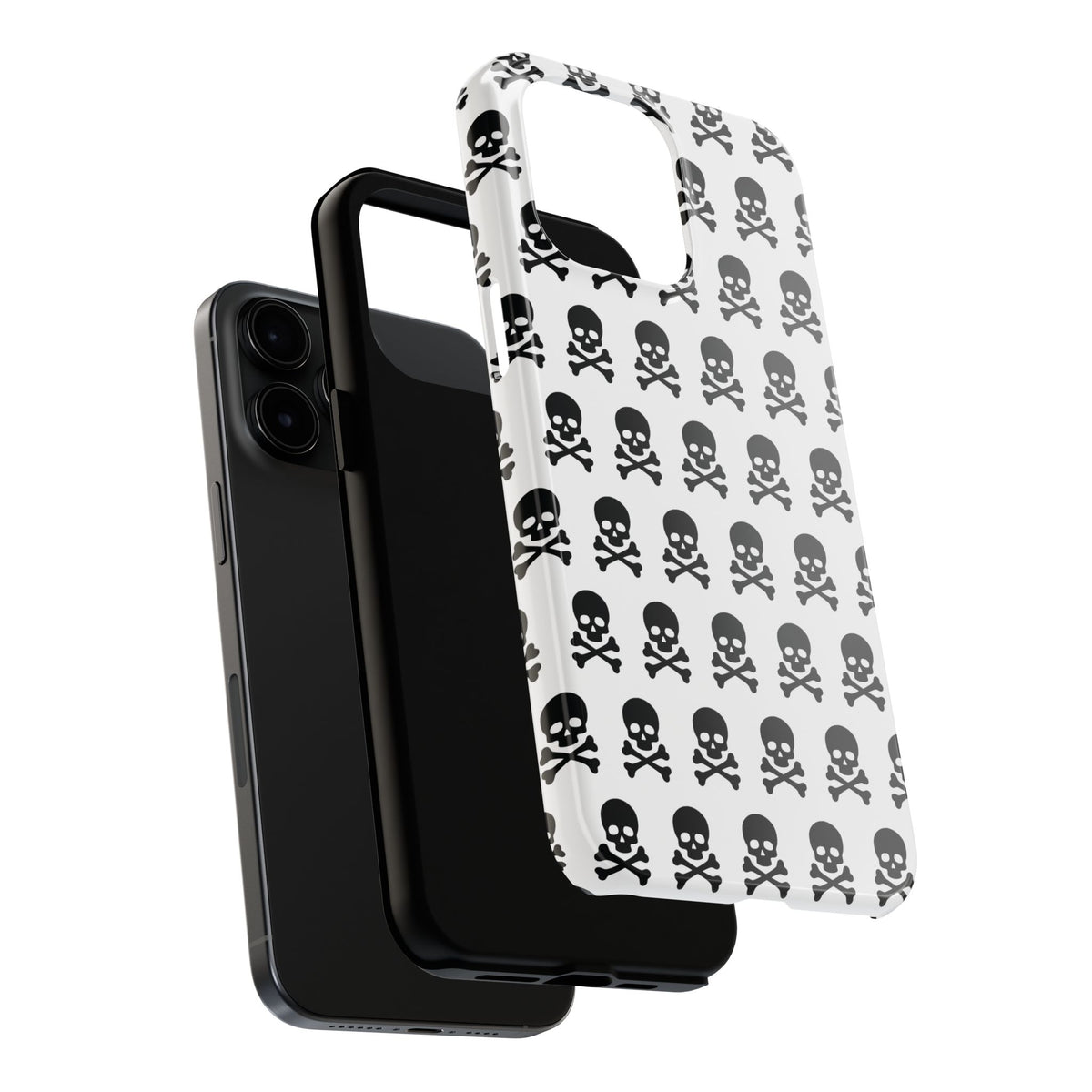 White Punk Skull Print Phone Case