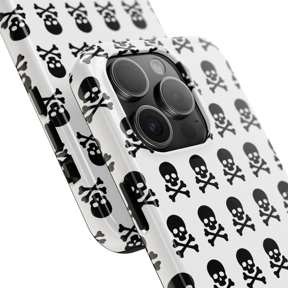 White Punk Skull Print Phone Case