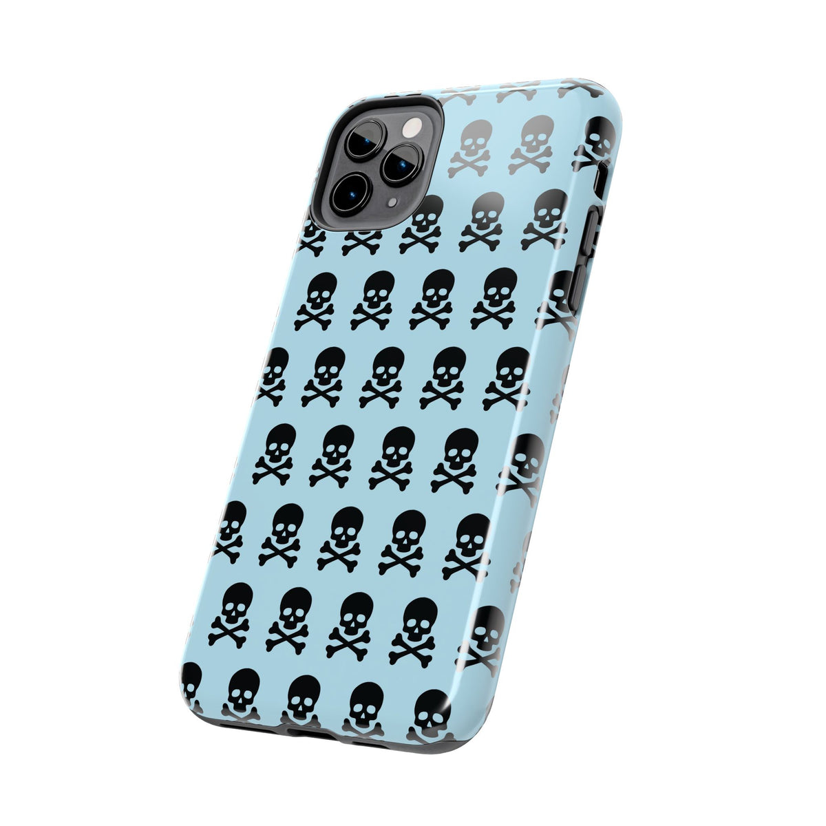 Blue Punk Skull Print Phone Case