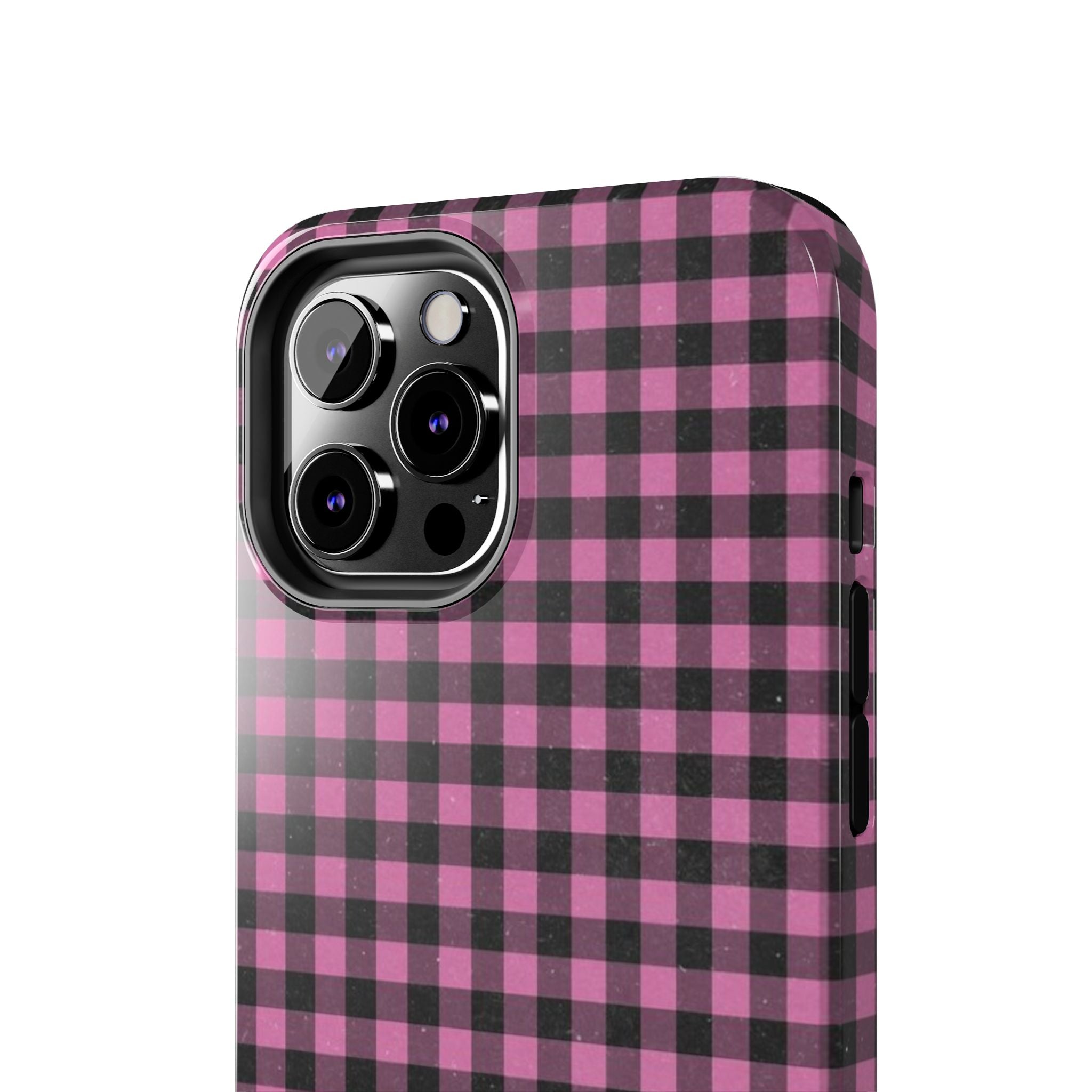 Pink and Black Faded Gingham Plaid Phone Case