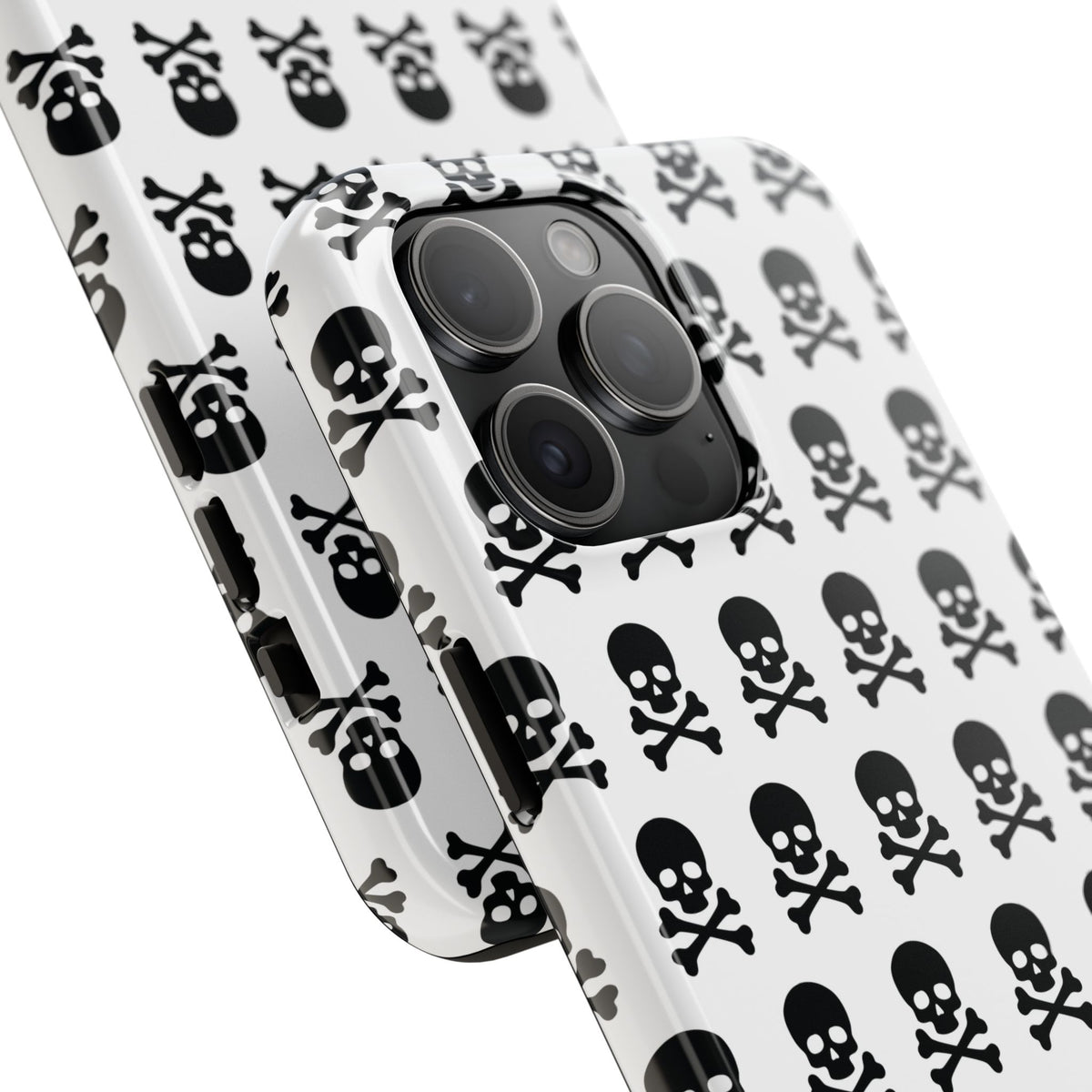 White Punk Skull Print Phone Case