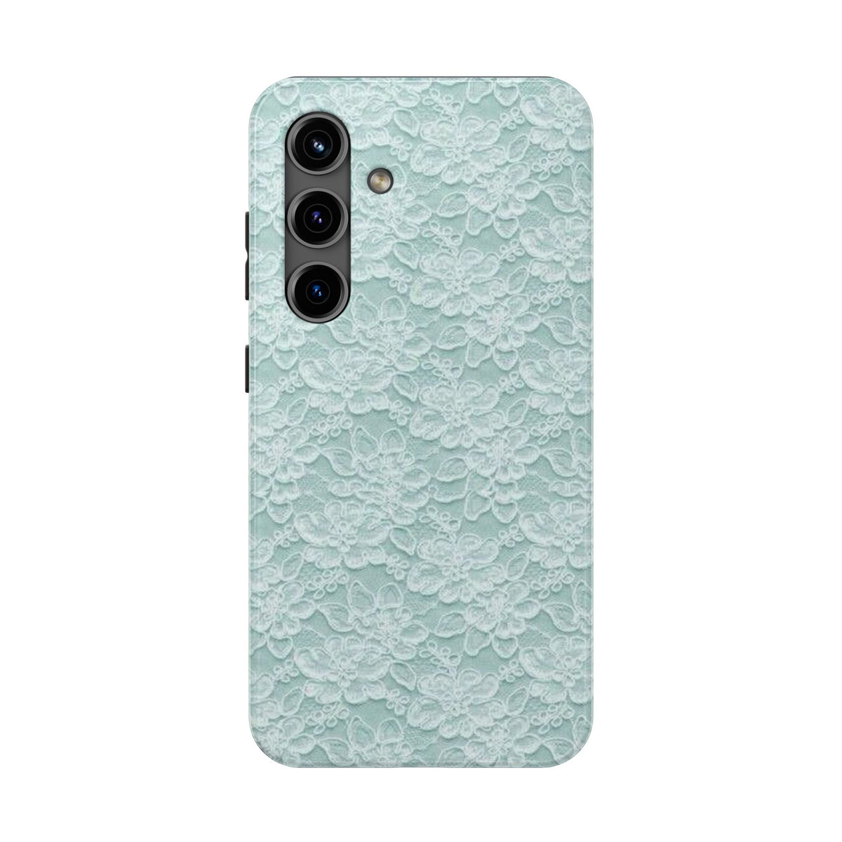 Teal Light Blue Lace Print Pattern Phone Case