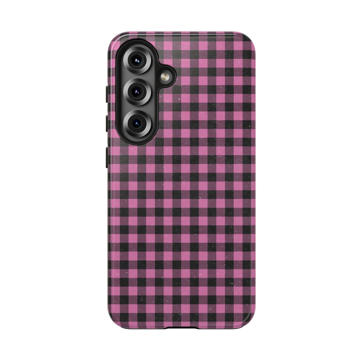 Pink and Black Faded Gingham Plaid Phone Case